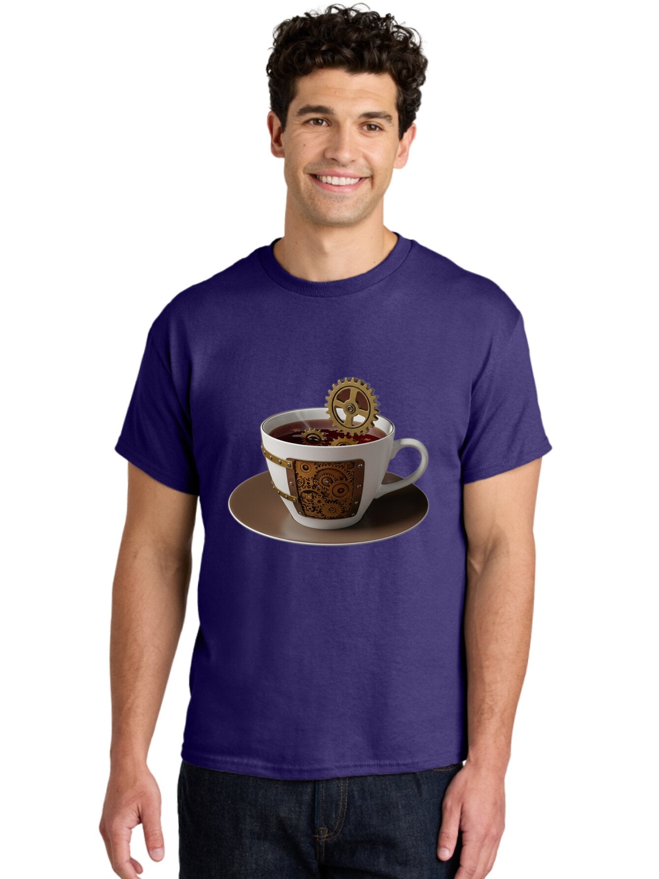 Steampunk-Tea-Cup Men'S Graphic Tee, 100% Cotton, Comfortable Casual Summer Wear, Machine Washable, Vintage Camera, Old Camera, Antique Camera, Black Camera, Classic Photography, Photography Equipment, Nostalgic Device, Film Camera, Camera Art Bao928 24