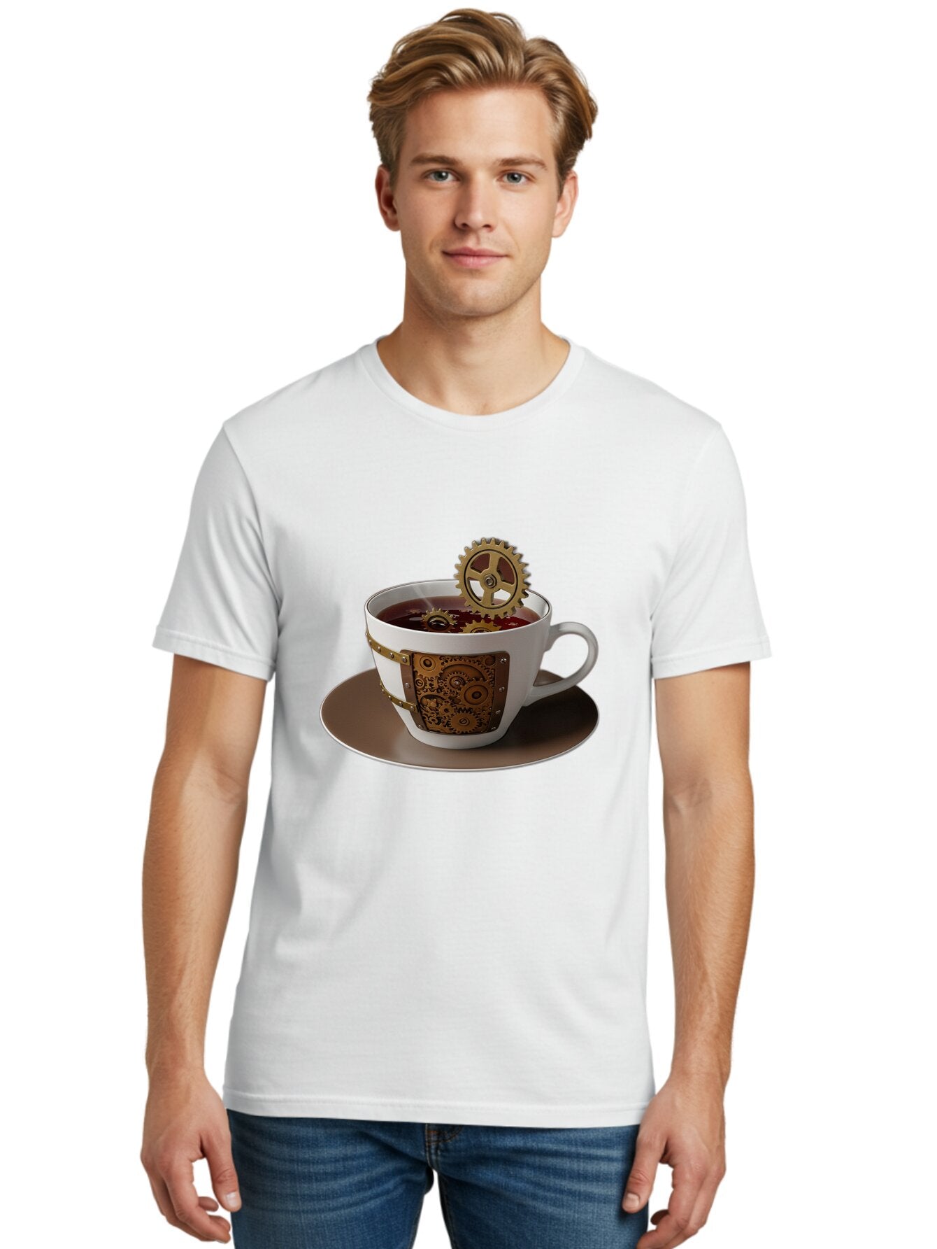 Steampunk-Tea-Cup Men'S Graphic Tee, 100% Cotton, Comfortable Casual Summer Wear, Machine Washable, Vintage Camera, Old Camera, Antique Camera, Black Camera, Classic Photography, Photography Equipment, Nostalgic Device, Film Camera, Camera Art Bao928 27