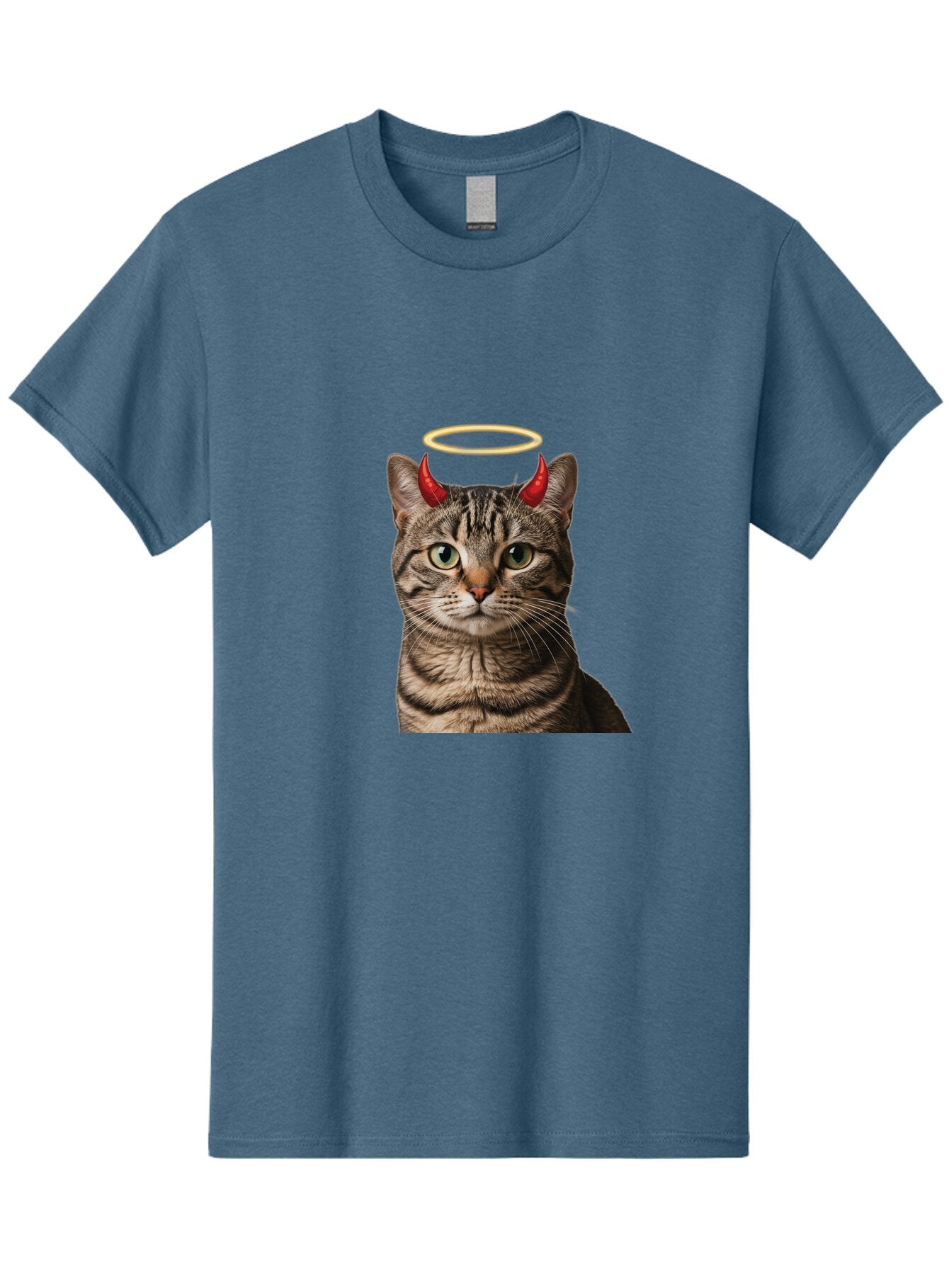 Tabby-Cat-With-Devil-Horns-And-Halo Men'S Graphic Tee, 100% Cotton, Comfortable Casual Summer Wear, Machine Washable, Vintage Camera, Old Camera, Antique Camera, Black Camera, Classic Photography, Photography Equipment, Nostalgic Device, Bao937 14