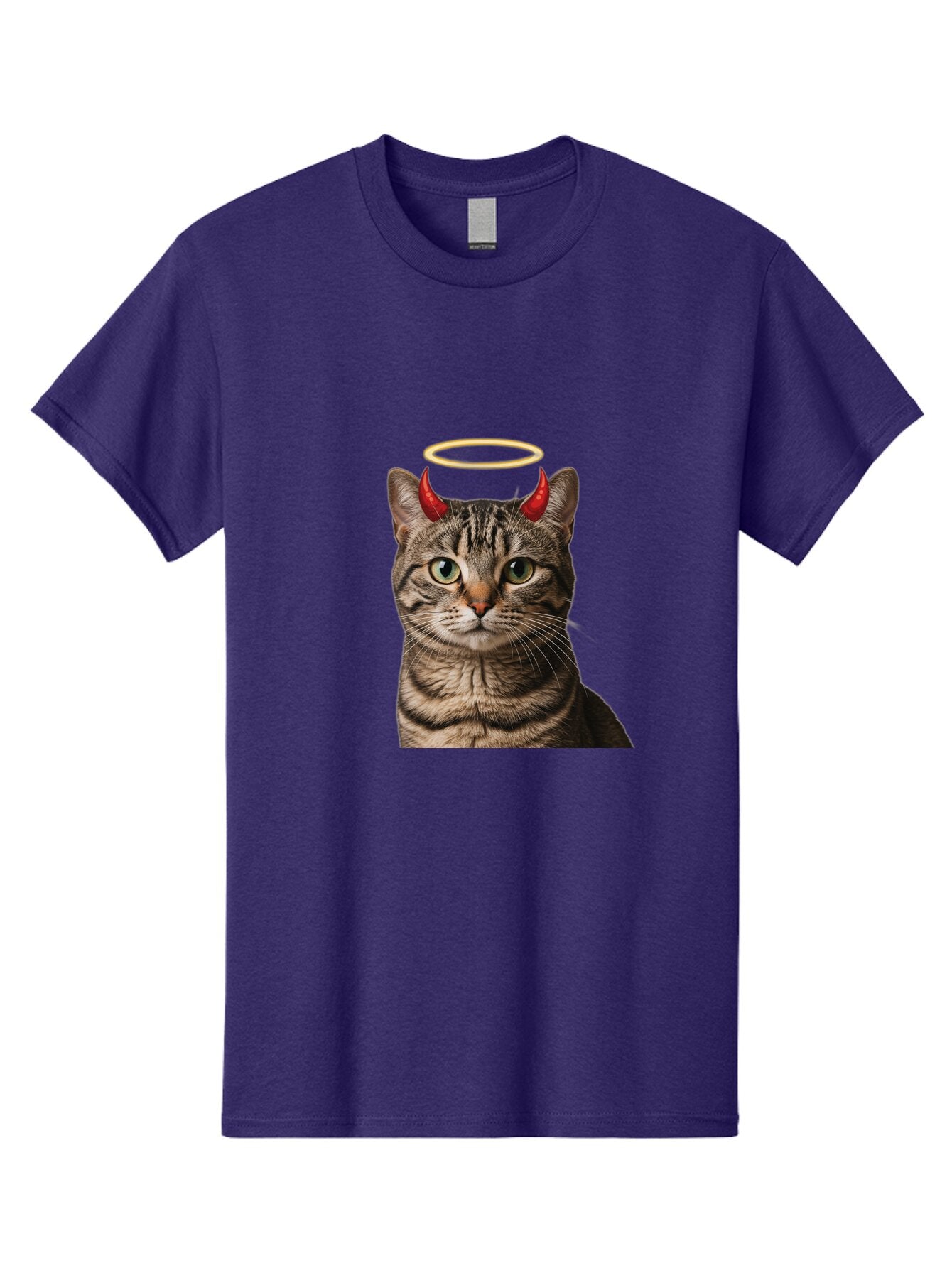 Tabby-Cat-With-Devil-Horns-And-Halo Men'S Graphic Tee, 100% Cotton, Comfortable Casual Summer Wear, Machine Washable, Vintage Camera, Old Camera, Antique Camera, Black Camera, Classic Photography, Photography Equipment, Nostalgic Device, Bao937 10