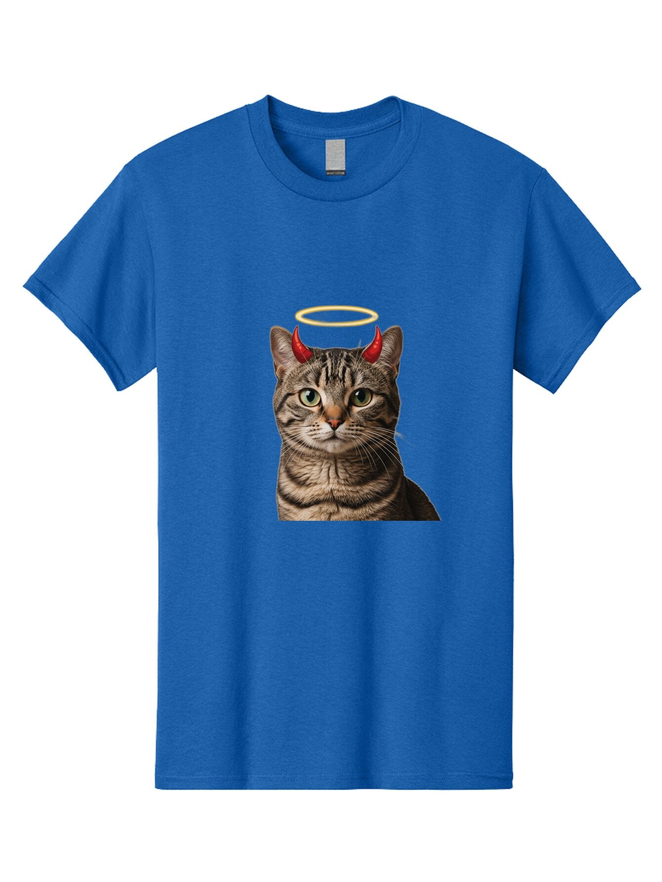 Tabby-Cat-With-Devil-Horns-And-Halo Men'S Graphic Tee, 100% Cotton, Comfortable Casual Summer Wear, Machine Washable, Vintage Camera, Old Camera, Antique Camera, Black Camera, Classic Photography, Photography Equipment, Nostalgic Device, Bao937 8