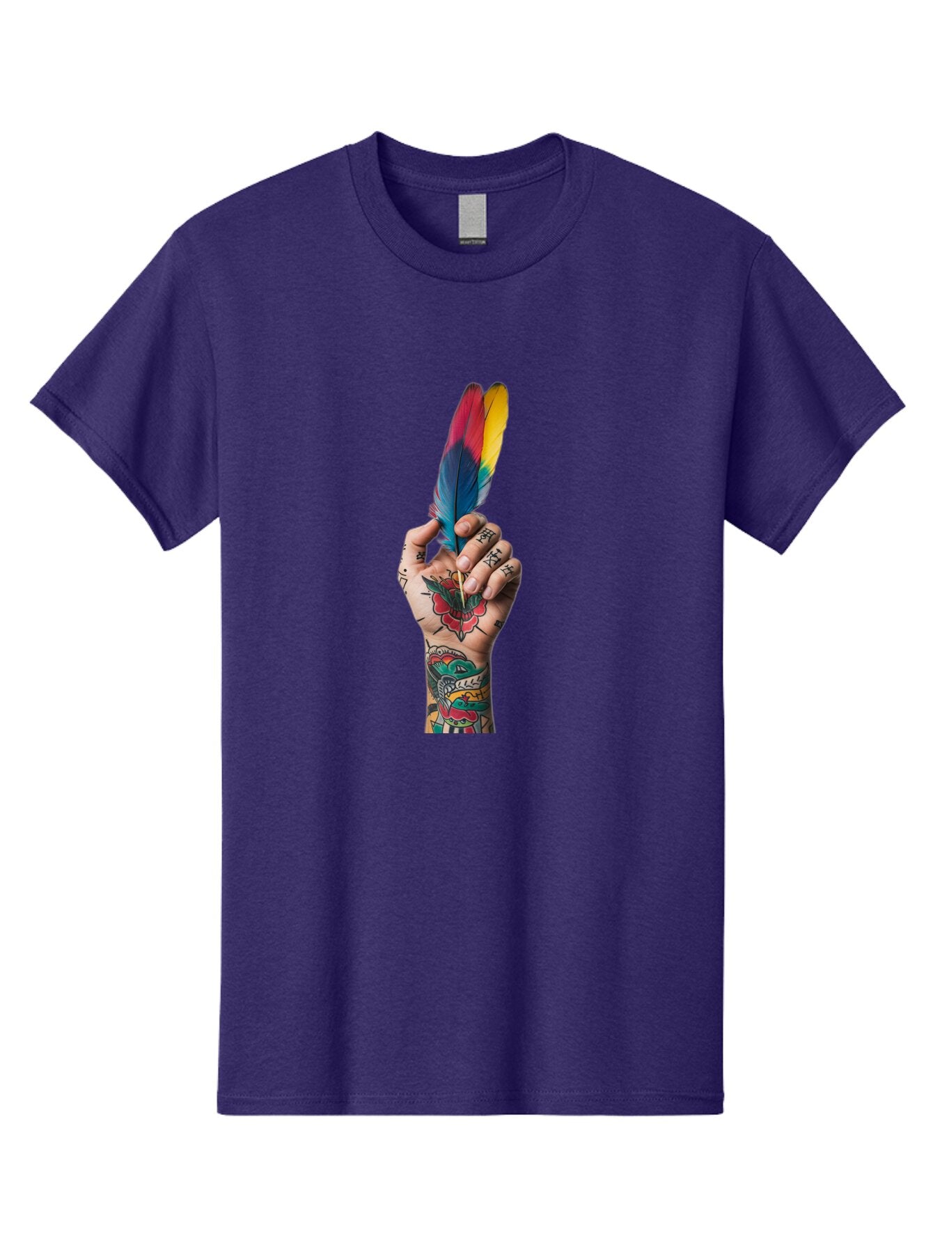 Tattooed-Hand-Holding-Feather Men'S Graphic Tee, 100% Cotton, Comfortable Casual Summer Wear, Machine Washable, Vintage Camera, Old Camera, Antique Camera, Black Camera, Classic Photography, Photography Equipment, Nostalgic Device, Bao943 10