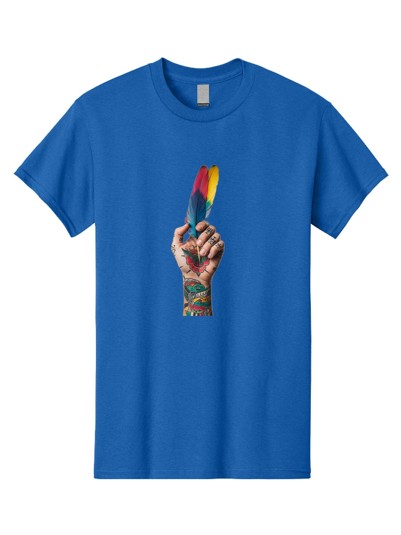 Tattooed-Hand-Holding-Feather Men'S Graphic Tee, 100% Cotton, Comfortable Casual Summer Wear, Machine Washable, Vintage Camera, Old Camera, Antique Camera, Black Camera, Classic Photography, Photography Equipment, Nostalgic Device, Bao943 14