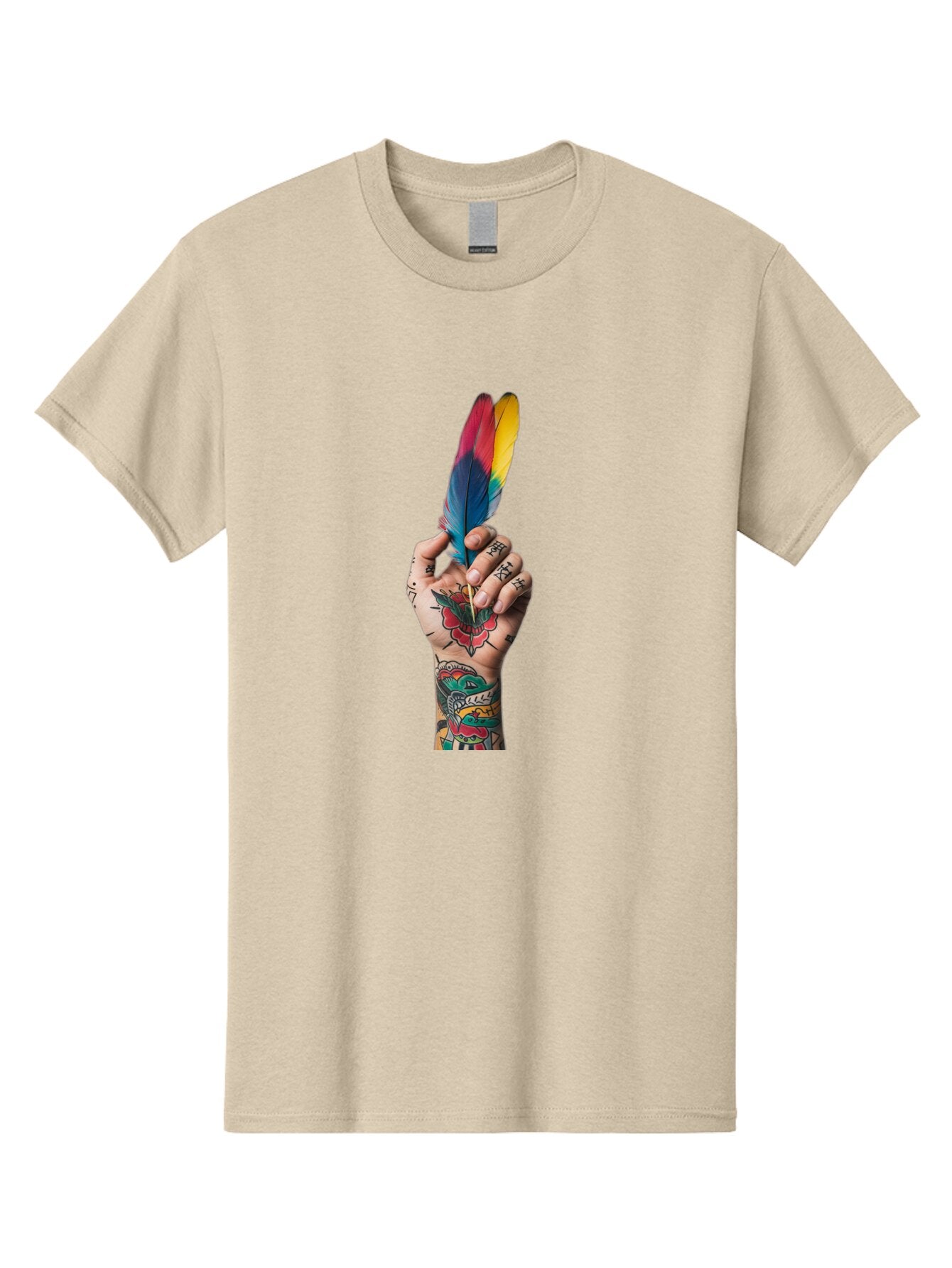 Tattooed-Hand-Holding-Feather Men'S Graphic Tee, 100% Cotton, Comfortable Casual Summer Wear, Machine Washable, Vintage Camera, Old Camera, Antique Camera, Black Camera, Classic Photography, Photography Equipment, Nostalgic Device, Bao943 13