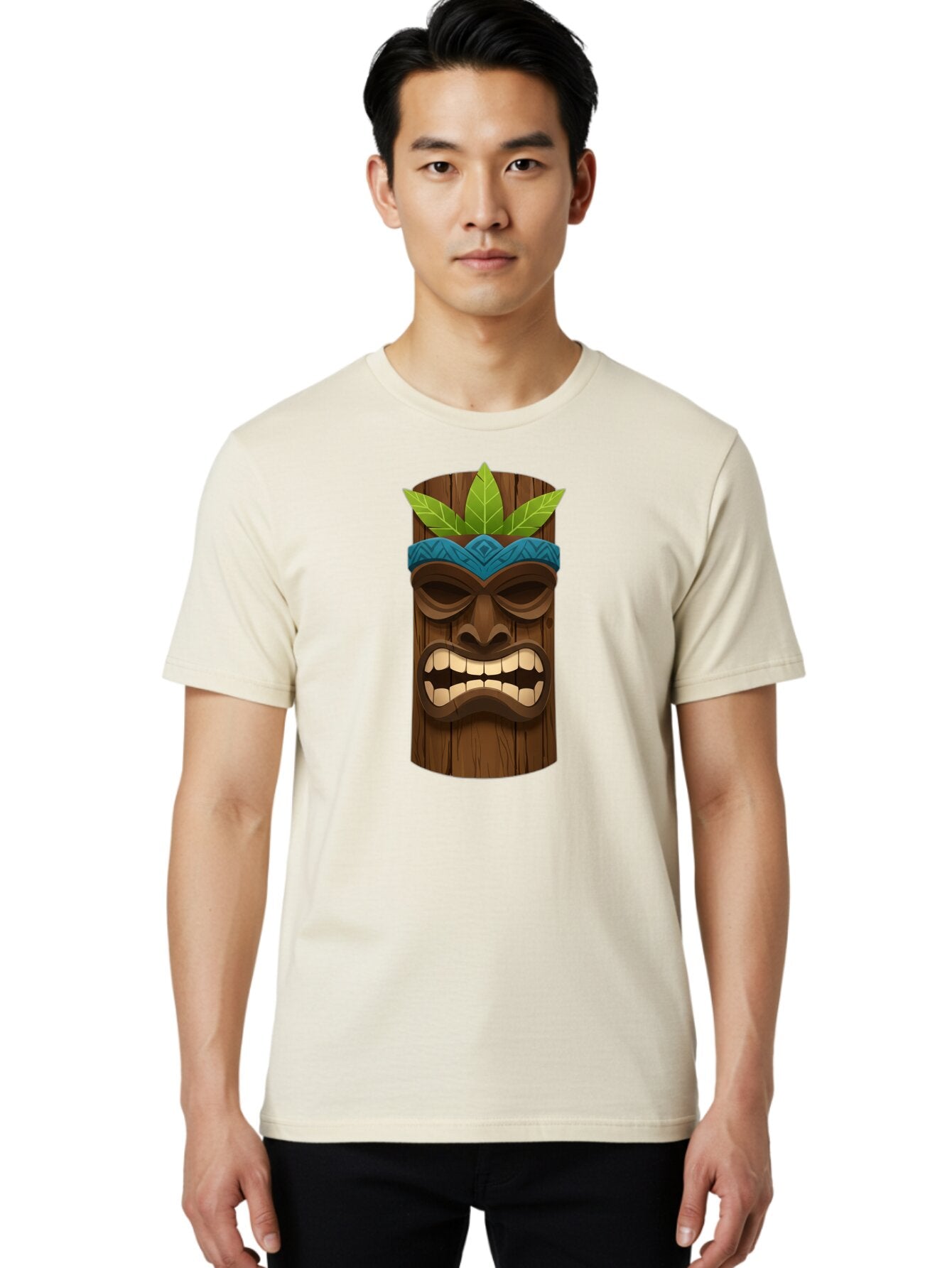 Tiki-Mask-With-Weed-Leaf Men'S Graphic Tee, 100% Cotton, Comfortable Casual Summer Wear, Machine Washable, Vintage Camera, Old Camera, Antique Camera, Black Camera, Classic Photography, Photography Equipment, Nostalgic Device, Film Camera, Bao955 16