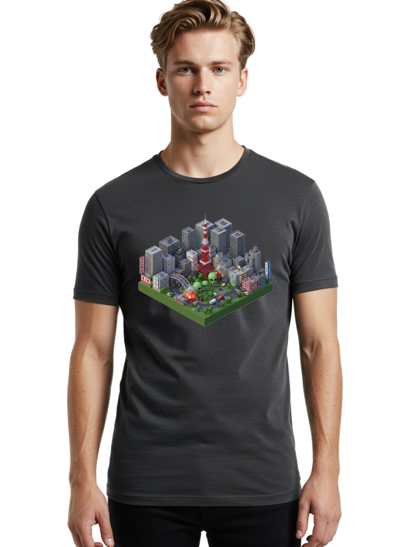 Tokyo-Cityscape Men'S Graphic Tee, 100% Cotton, Comfortable Casual Summer Wear, Machine Washable, Vintage Camera, Old Camera, Antique Camera, Black Camera, Classic Photography, Photography Equipment, Nostalgic Device, Film Camera, Camera Art Bao958 24