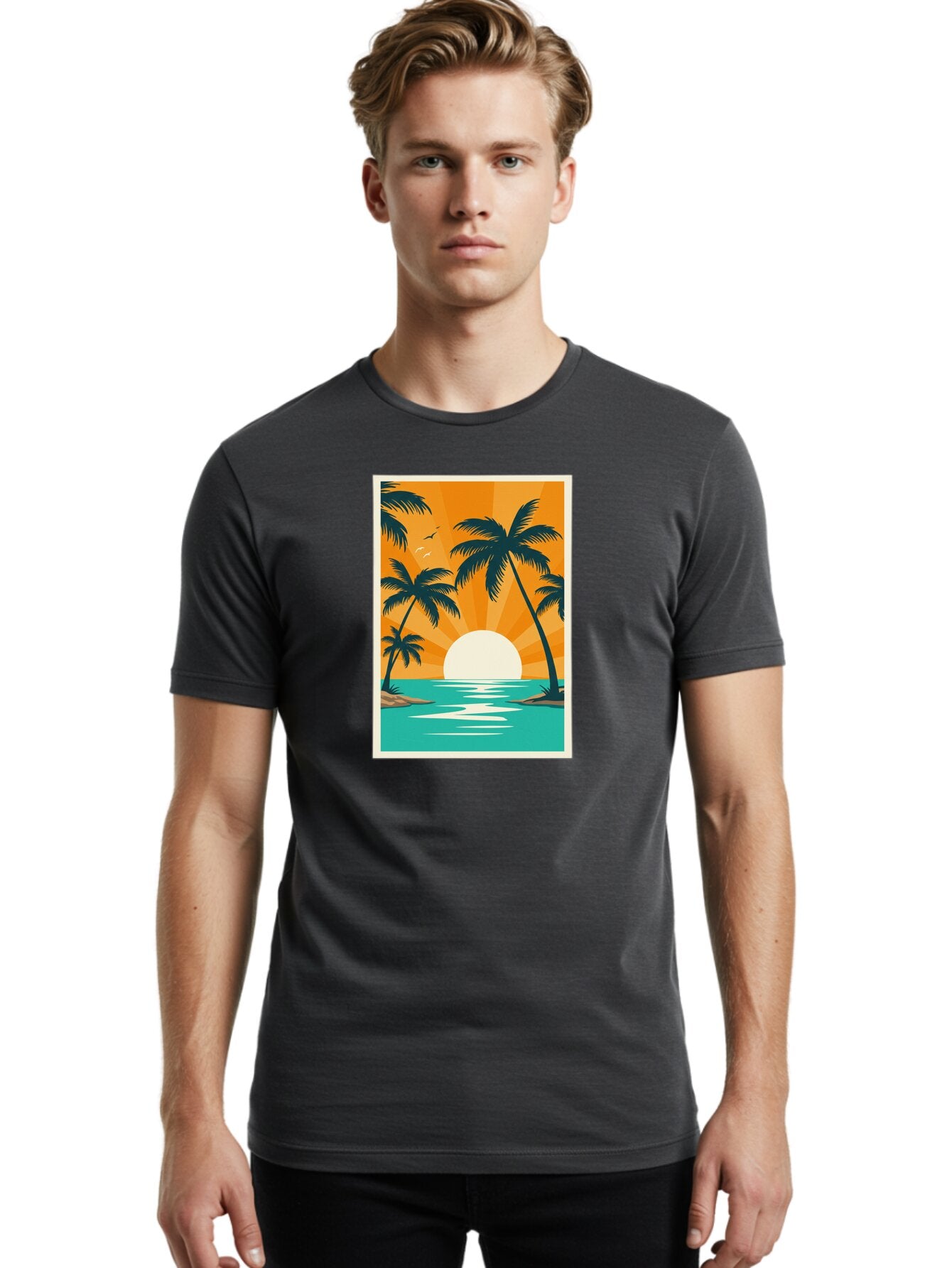 Tropical-Sunset Men'S Graphic Tee, 100% Cotton, Comfortable Casual Summer Wear, Machine Washable, Vintage Camera, Old Camera, Antique Camera, Black Camera, Classic Photography, Photography Equipment, Nostalgic Device, Film Camera, Camera Art Bao966 22