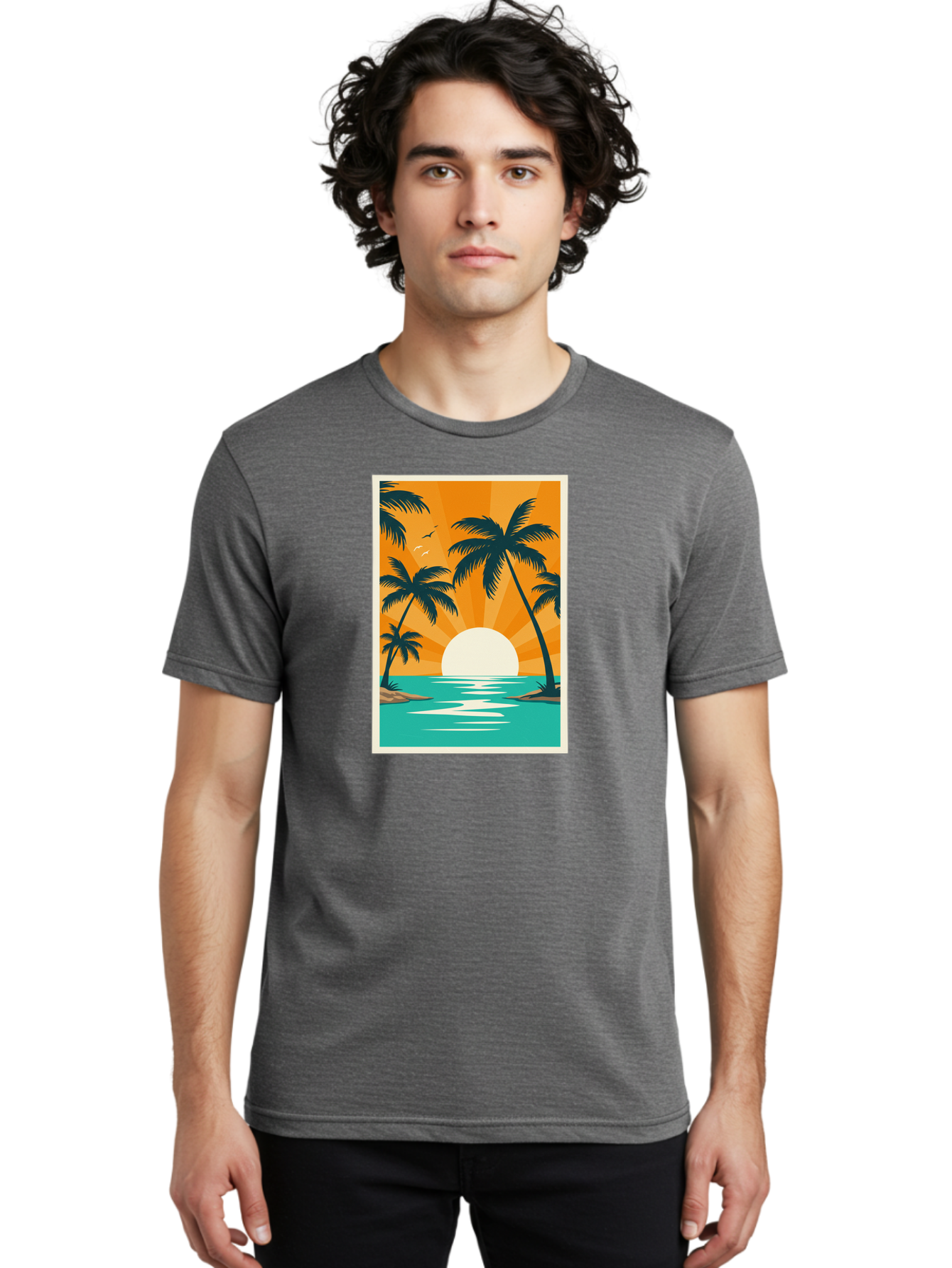 Tropical-Sunset Men'S Graphic Tee, 100% Cotton, Comfortable Casual Summer Wear, Machine Washable, Vintage Camera, Old Camera, Antique Camera, Black Camera, Classic Photography, Photography Equipment, Nostalgic Device, Film Camera, Camera Art Bao966 25
