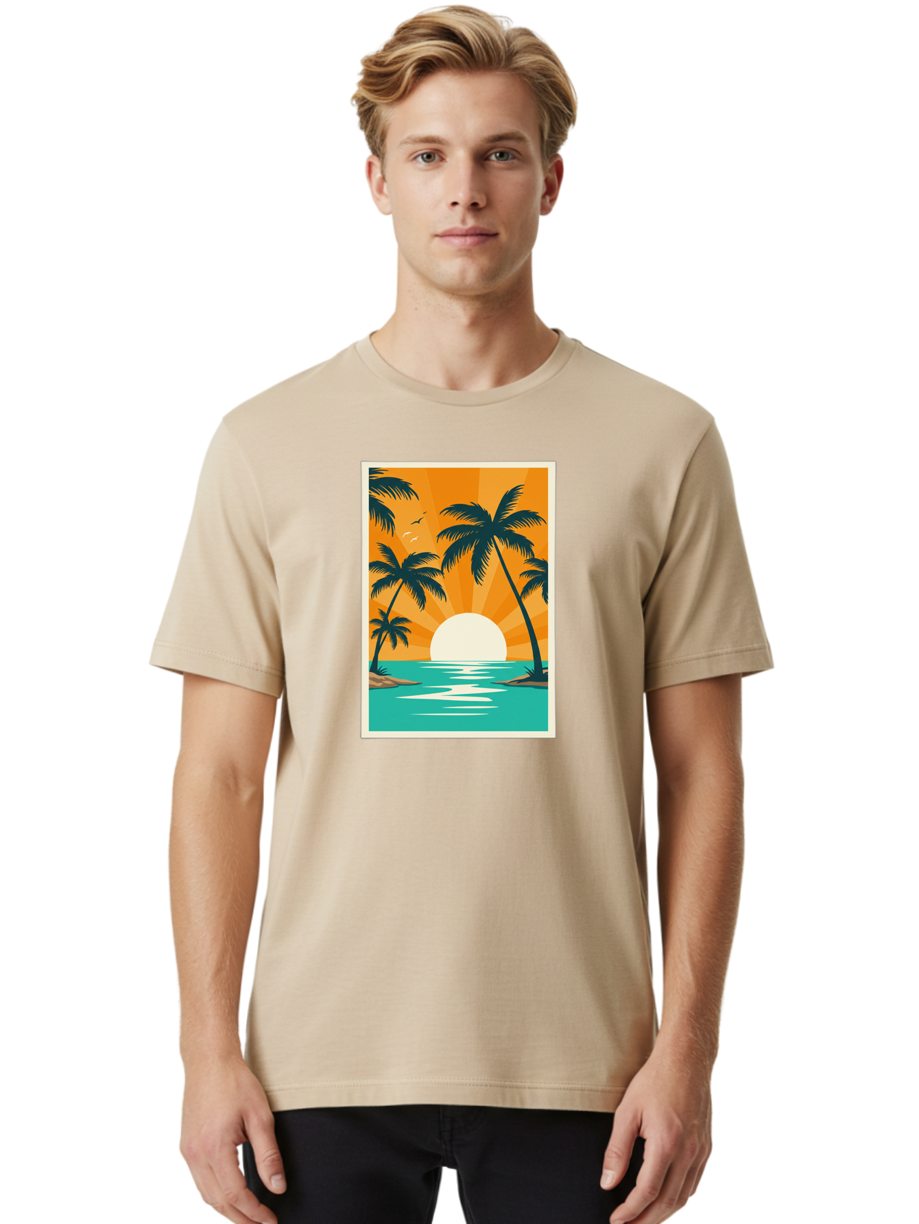 Tropical-Sunset Men'S Graphic Tee, 100% Cotton, Comfortable Casual Summer Wear, Machine Washable, Vintage Camera, Old Camera, Antique Camera, Black Camera, Classic Photography, Photography Equipment, Nostalgic Device, Film Camera, Camera Art Bao966 30