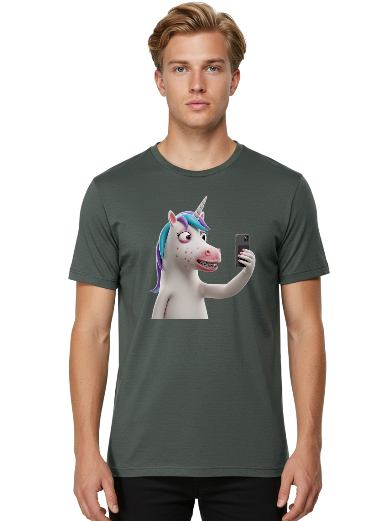 Unicorn-Selfie Men'S Graphic Tee, 100% Cotton, Comfortable Casual Summer Wear, Machine Washable, Vintage Camera, Old Camera, Antique Camera, Black Camera, Classic Photography, Photography Equipment, Nostalgic Device, Film Camera, Camera Art Bao985 25