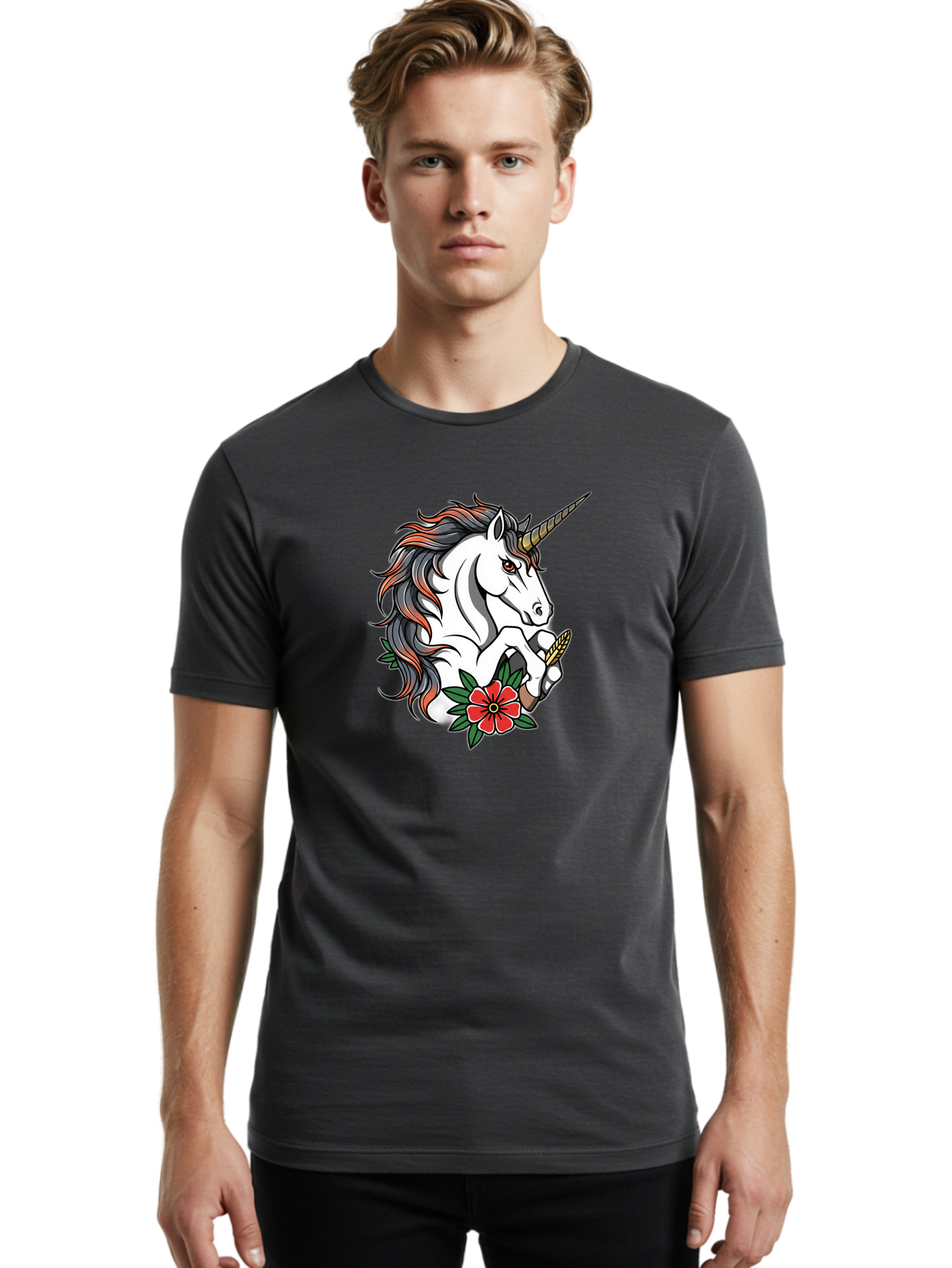 Unicorn-With-Red-Flower Men'S Graphic Tee, 100% Cotton, Comfortable Casual Summer Wear, Machine Washable, Vintage Camera, Old Camera, Antique Camera, Black Camera, Classic Photography, Photography Equipment, Nostalgic Device, Film Camera, Bao989 21