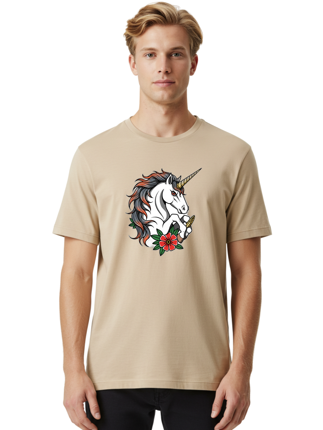 Unicorn-With-Red-Flower Men'S Graphic Tee, 100% Cotton, Comfortable Casual Summer Wear, Machine Washable, Vintage Camera, Old Camera, Antique Camera, Black Camera, Classic Photography, Photography Equipment, Nostalgic Device, Film Camera, Bao989 25