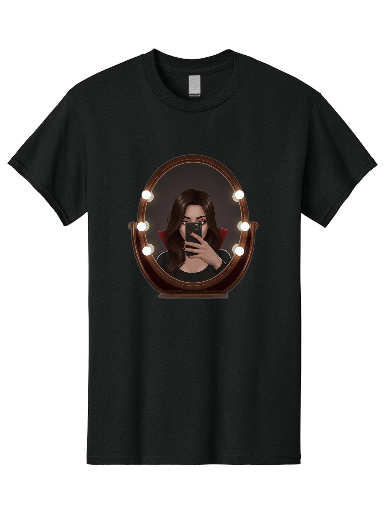 Vampire-Woman-Taking-Selfie Men'S Graphic Tee, 100% Cotton, Comfortable Casual Summer Wear, Machine Washable, Vintage Camera, Old Camera, Antique Camera, Black Camera, Classic Photography, Photography Equipment, Nostalgic Device, Film Camera, Bao992 15