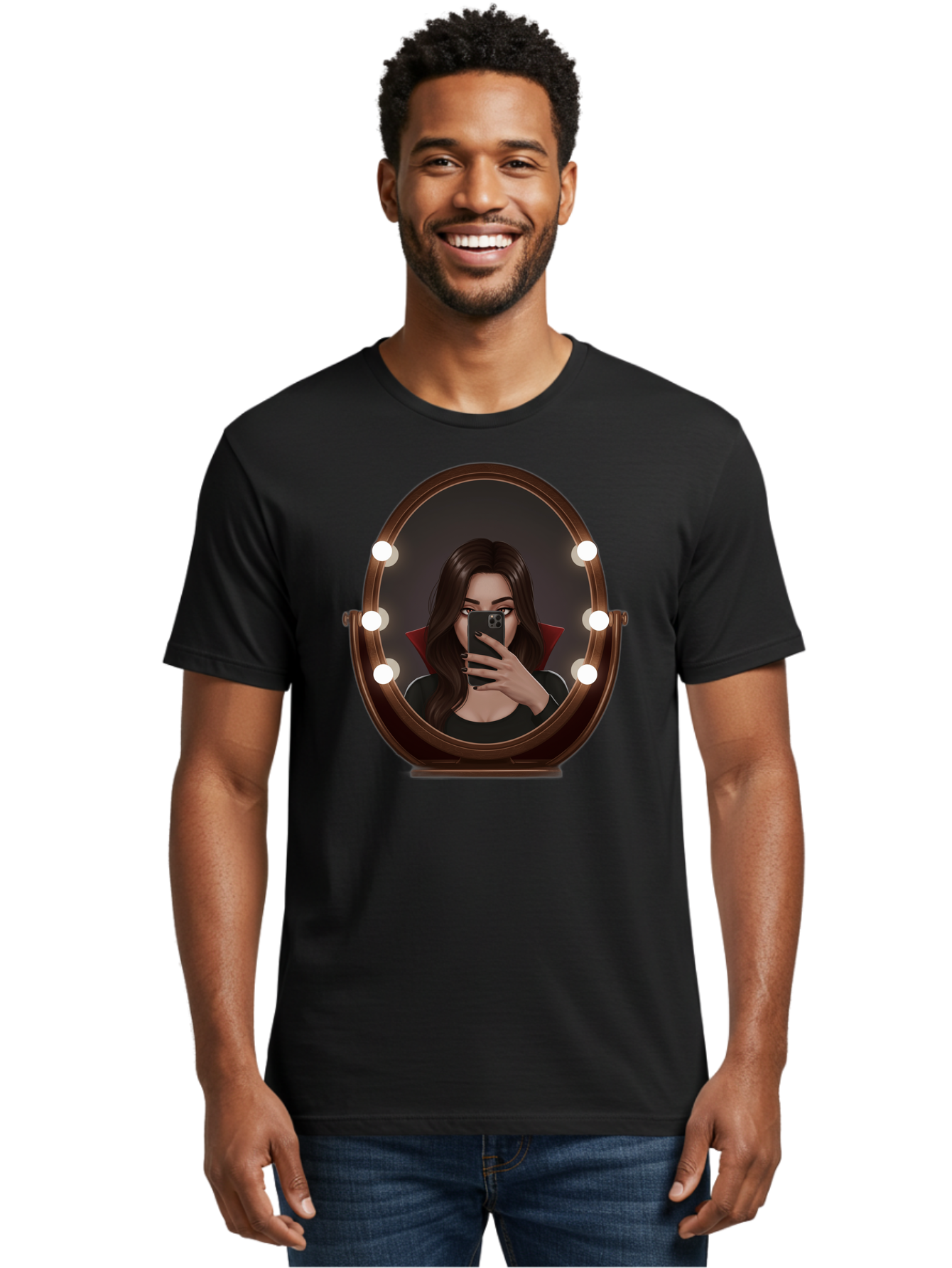 Vampire-Woman-Taking-Selfie Men'S Graphic Tee, 100% Cotton, Comfortable Casual Summer Wear, Machine Washable, Vintage Camera, Old Camera, Antique Camera, Black Camera, Classic Photography, Photography Equipment, Nostalgic Device, Film Camera, Bao992 16