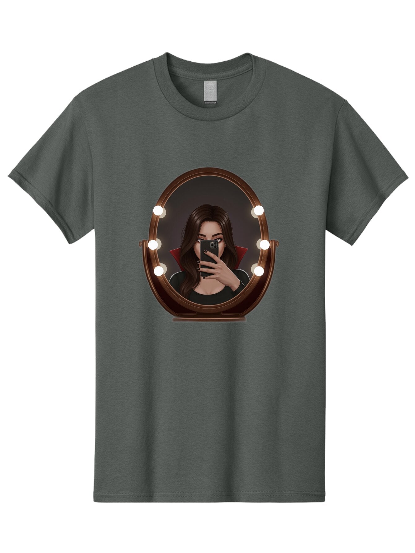 Vampire-Woman-Taking-Selfie Men'S Graphic Tee, 100% Cotton, Comfortable Casual Summer Wear, Machine Washable, Vintage Camera, Old Camera, Antique Camera, Black Camera, Classic Photography, Photography Equipment, Nostalgic Device, Film Camera, Bao992 1