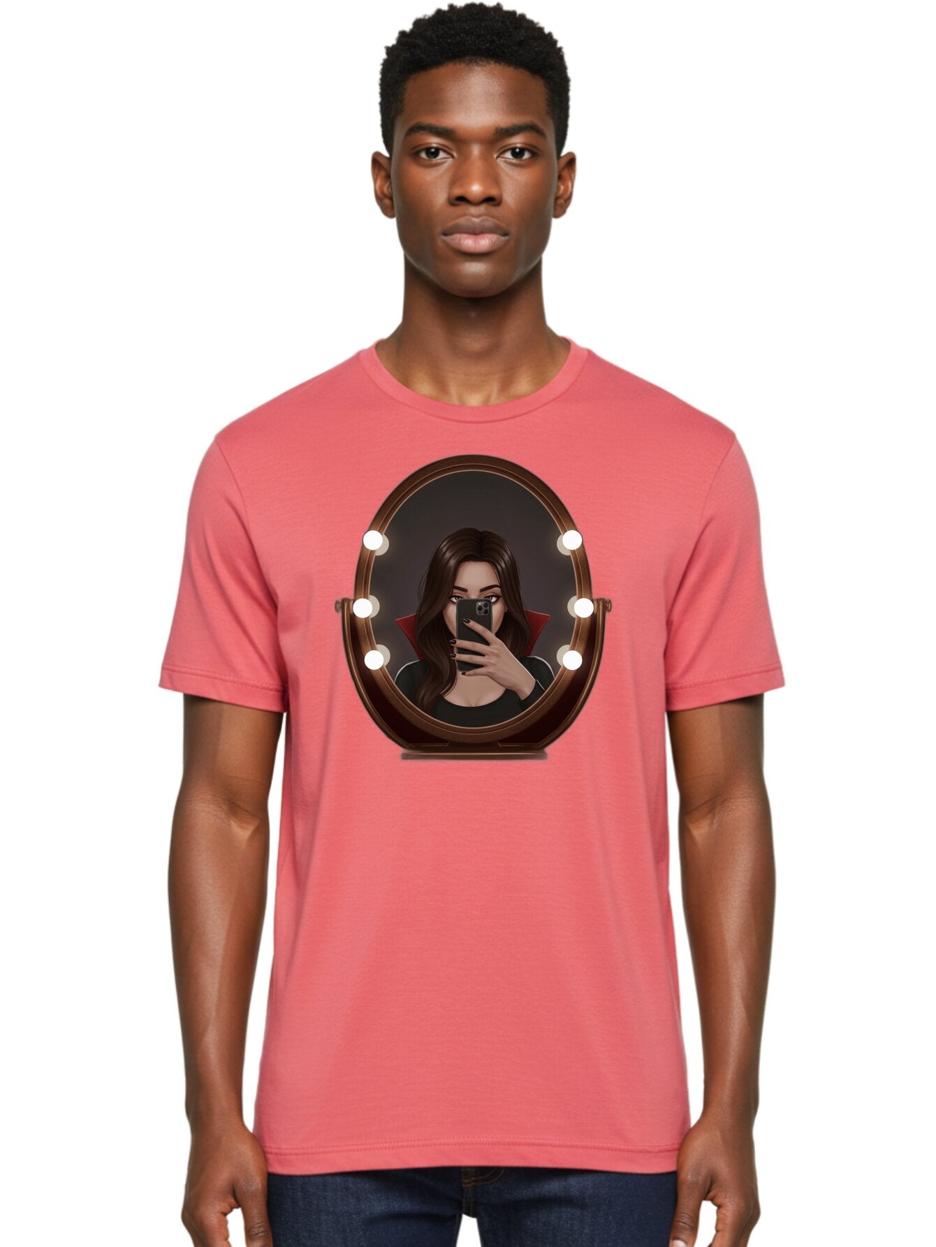 Vampire-Woman-Taking-Selfie Men'S Graphic Tee, 100% Cotton, Comfortable Casual Summer Wear, Machine Washable, Vintage Camera, Old Camera, Antique Camera, Black Camera, Classic Photography, Photography Equipment, Nostalgic Device, Film Camera, Bao992 23
