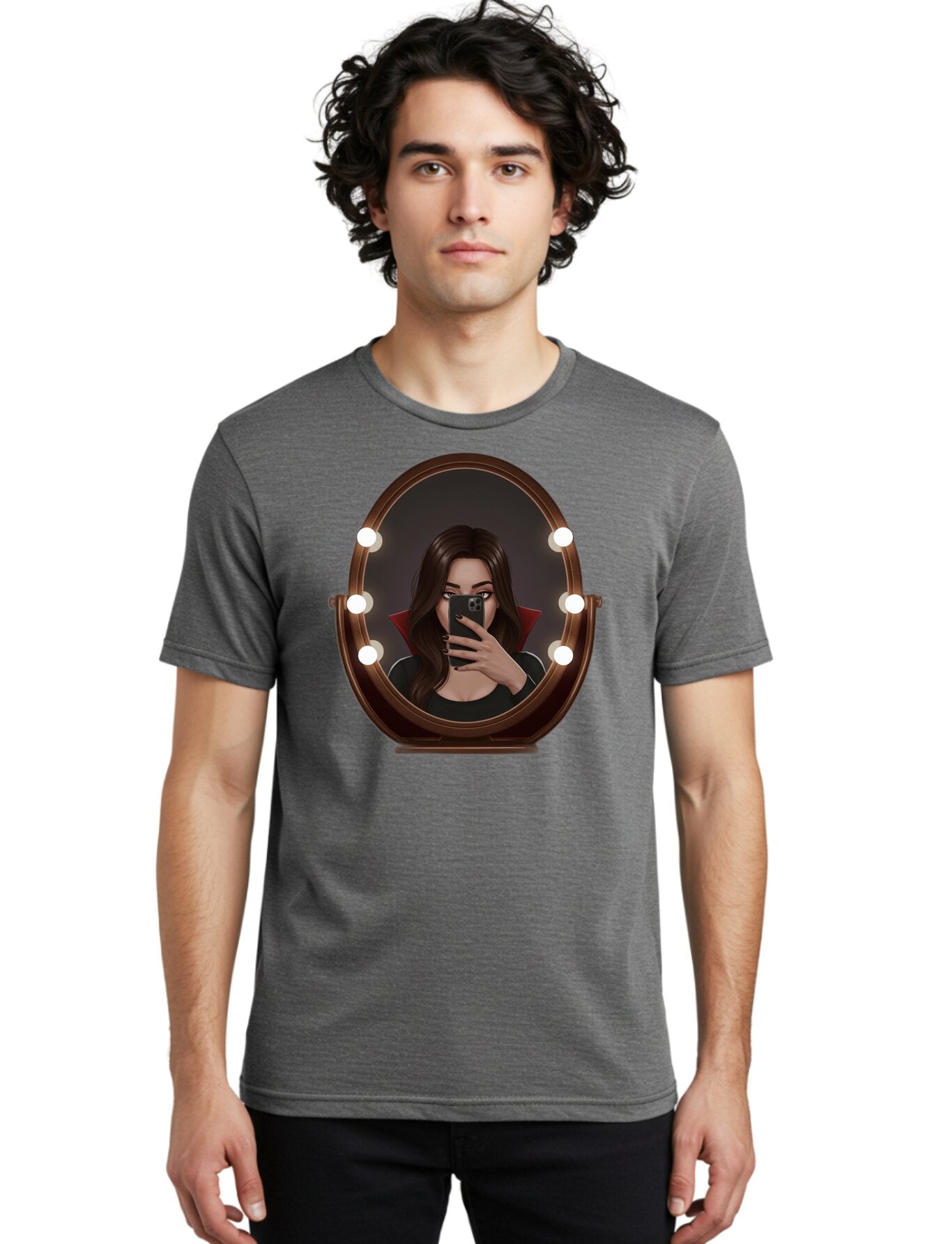 Vampire-Woman-Taking-Selfie Men'S Graphic Tee, 100% Cotton, Comfortable Casual Summer Wear, Machine Washable, Vintage Camera, Old Camera, Antique Camera, Black Camera, Classic Photography, Photography Equipment, Nostalgic Device, Film Camera, Bao992 22