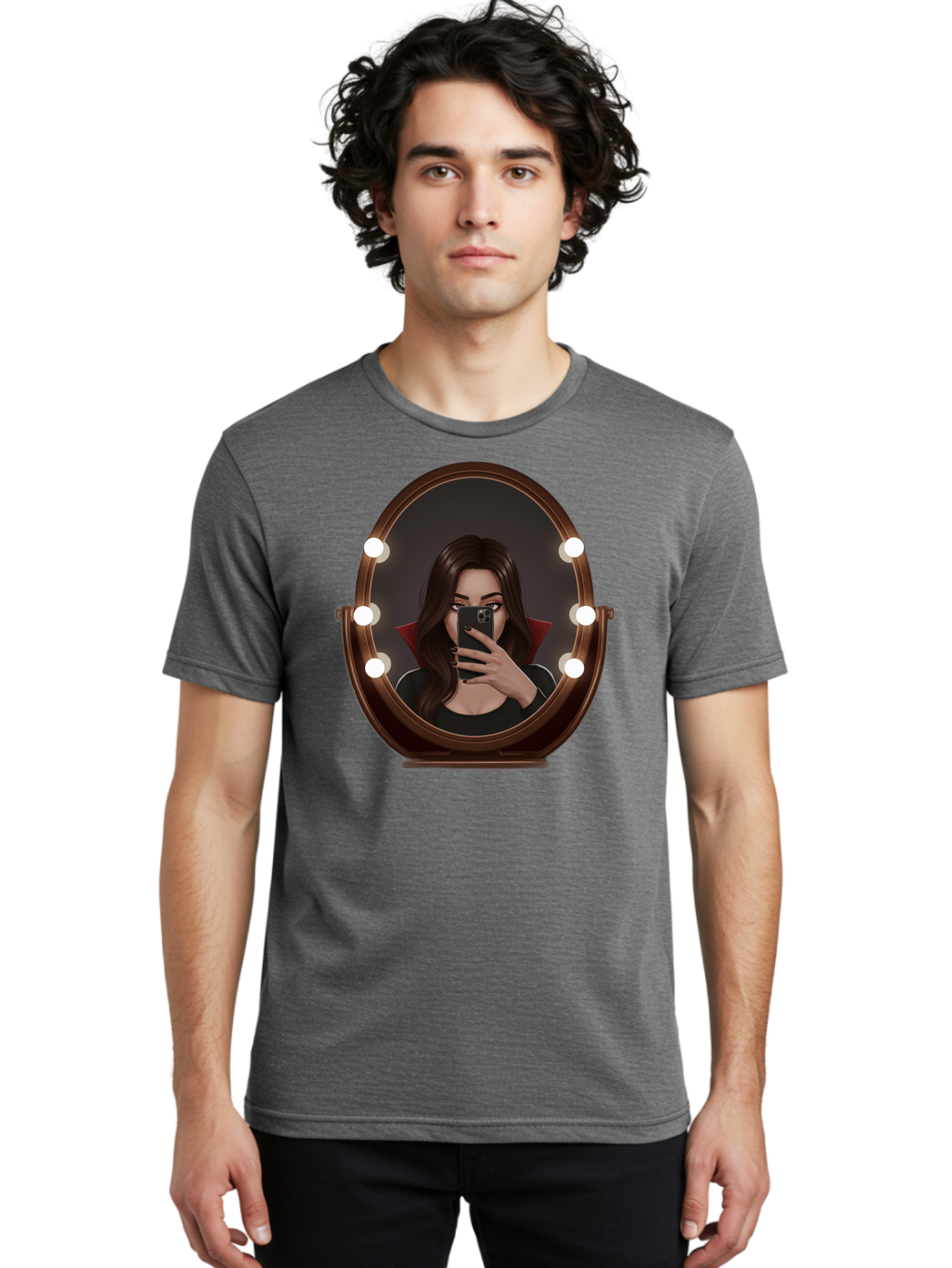 Vampire-Woman-Taking-Selfie Men'S Graphic Tee, 100% Cotton, Comfortable Casual Summer Wear, Machine Washable, Vintage Camera, Old Camera, Antique Camera, Black Camera, Classic Photography, Photography Equipment, Nostalgic Device, Film Camera, Bao992 24