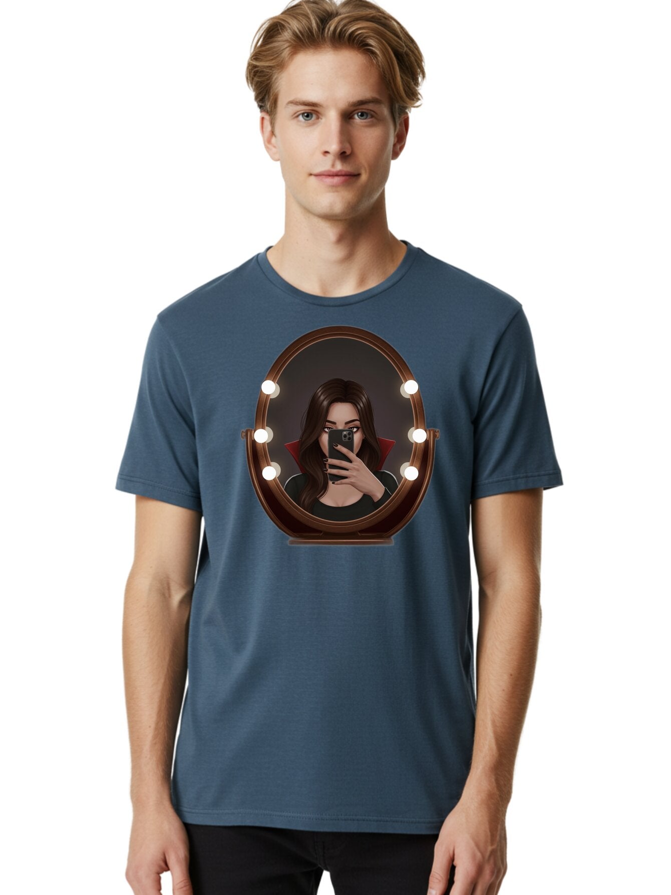 Vampire-Woman-Taking-Selfie Men'S Graphic Tee, 100% Cotton, Comfortable Casual Summer Wear, Machine Washable, Vintage Camera, Old Camera, Antique Camera, Black Camera, Classic Photography, Photography Equipment, Nostalgic Device, Film Camera, Bao992 20