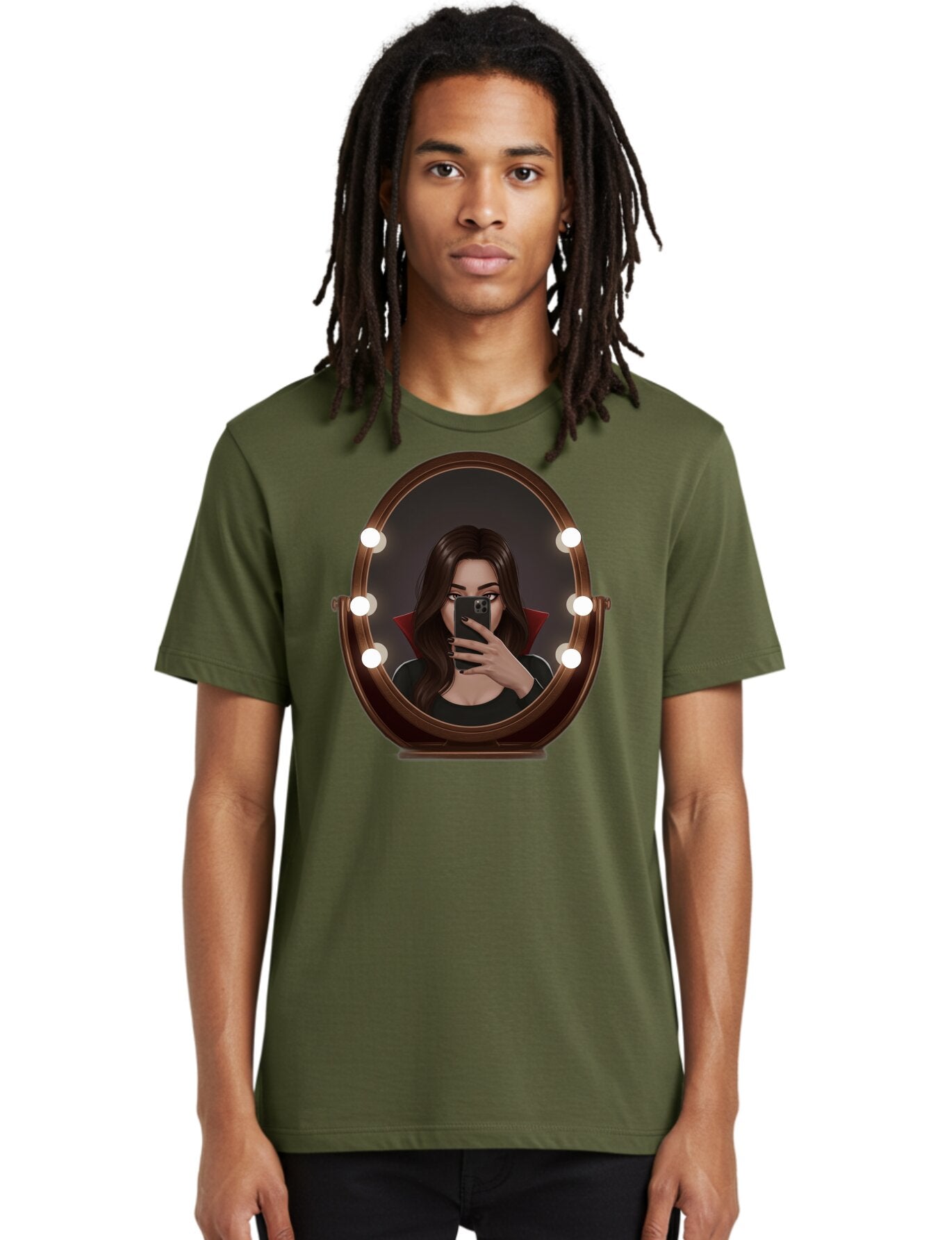 Vampire-Woman-Taking-Selfie Men'S Graphic Tee, 100% Cotton, Comfortable Casual Summer Wear, Machine Washable, Vintage Camera, Old Camera, Antique Camera, Black Camera, Classic Photography, Photography Equipment, Nostalgic Device, Film Camera, Bao992 24