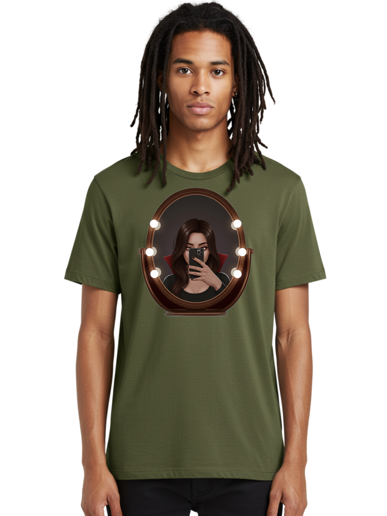 Vampire-Woman-Taking-Selfie Men'S Graphic Tee, 100% Cotton, Comfortable Casual Summer Wear, Machine Washable, Vintage Camera, Old Camera, Antique Camera, Black Camera, Classic Photography, Photography Equipment, Nostalgic Device, Film Camera, Bao992 22