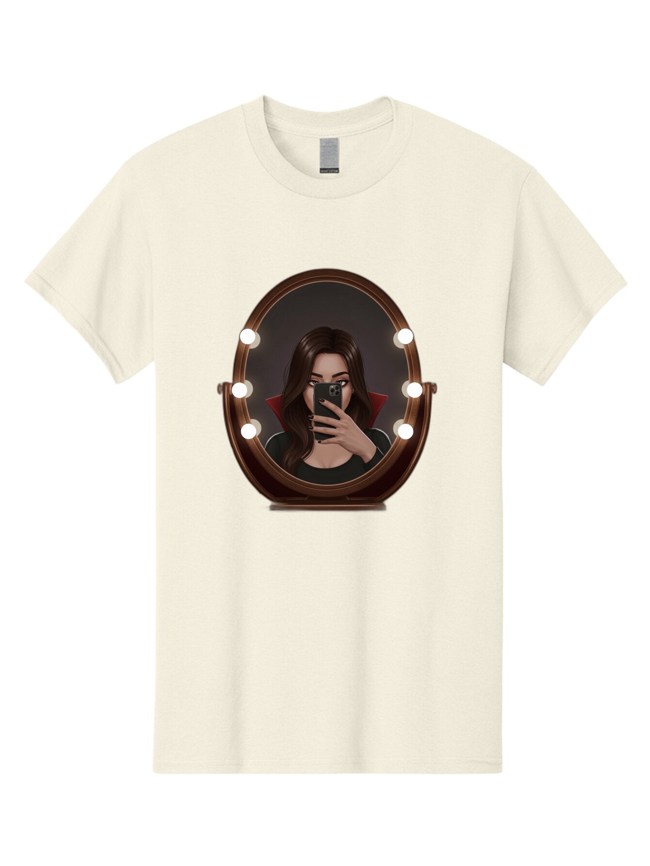 Vampire-Woman-Taking-Selfie Men'S Graphic Tee, 100% Cotton, Comfortable Casual Summer Wear, Machine Washable, Vintage Camera, Old Camera, Antique Camera, Black Camera, Classic Photography, Photography Equipment, Nostalgic Device, Film Camera, Bao992 2