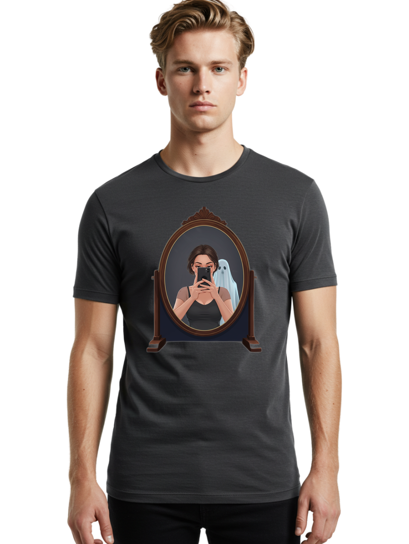 Woman-And-Ghost Men'S Graphic Tee, 100% Cotton, Comfortable Casual Summer Wear, Machine Washable, Vintage Camera, Old Camera, Antique Camera, Black Camera, Classic Photography, Photography Equipment, Nostalgic Device, Film Camera, Camera Art Bap008 21
