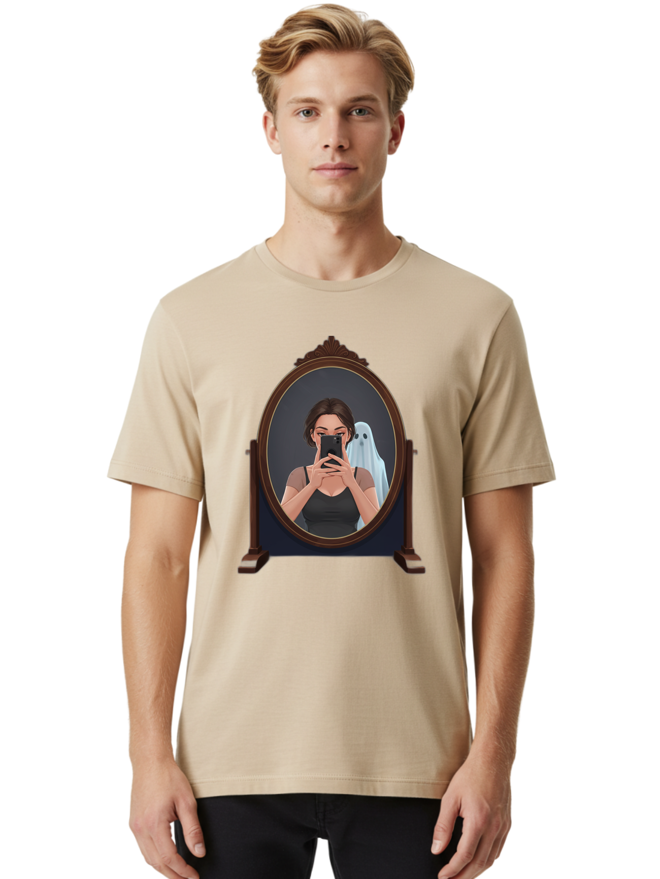 Woman-And-Ghost Men'S Graphic Tee, 100% Cotton, Comfortable Casual Summer Wear, Machine Washable, Vintage Camera, Old Camera, Antique Camera, Black Camera, Classic Photography, Photography Equipment, Nostalgic Device, Film Camera, Camera Art Bap008 24