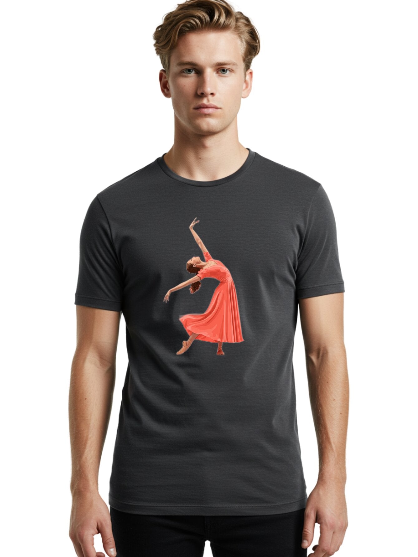 Woman-In-Coral-Dress-Dancing Men'S Graphic Tee, 100% Cotton, Comfortable Casual Summer Wear, Machine Washable, Vintage Camera, Old Camera, Antique Camera, Black Camera, Classic Photography, Photography Equipment, Nostalgic Device, Film Camera, Bap010 16