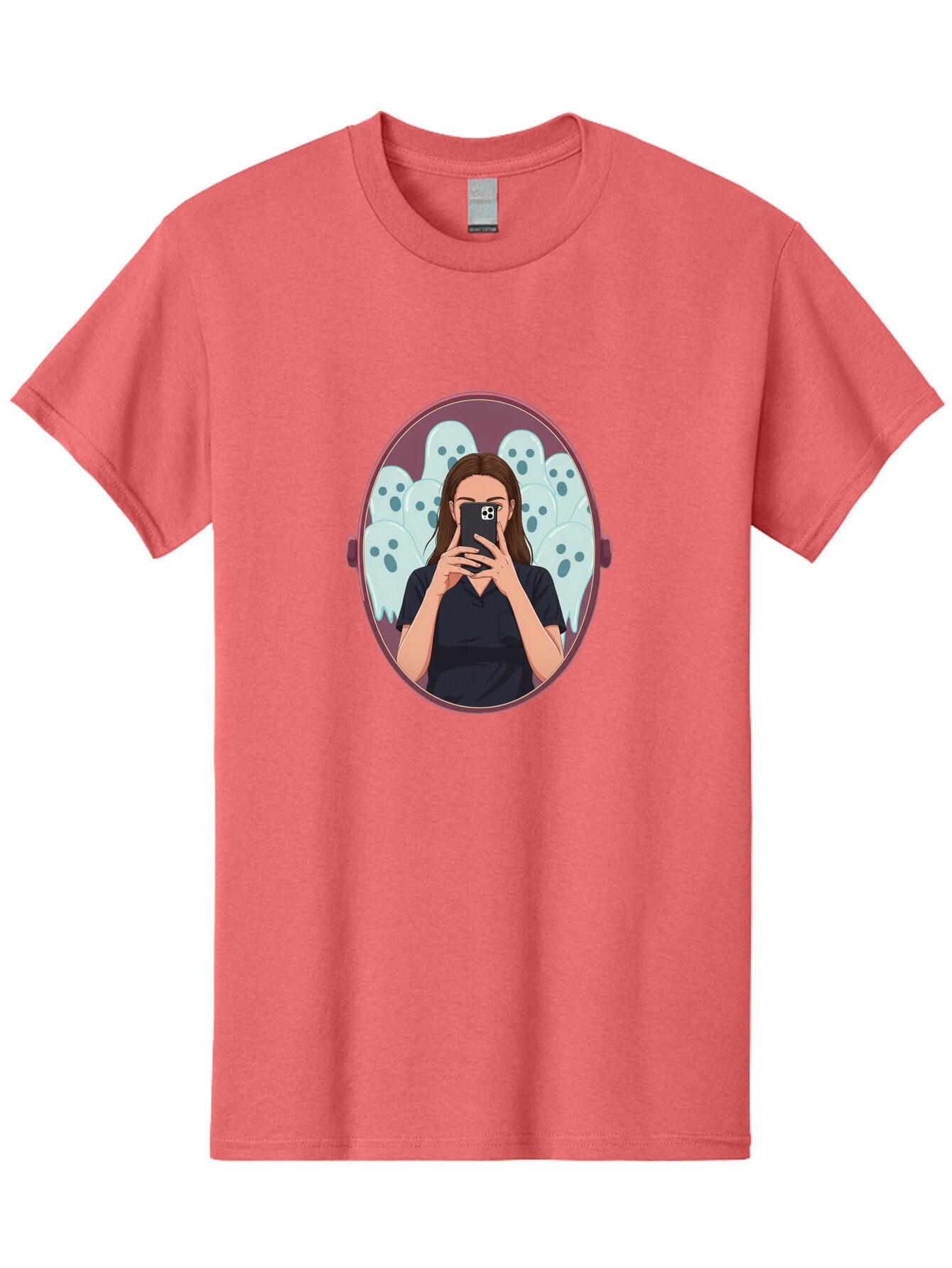 Woman-In-Mirror-With-Ghosts Men'S Graphic Tee, 100% Cotton, Comfortable Casual Summer Wear, Machine Washable, Vintage Camera, Old Camera, Antique Camera, Black Camera, Classic Photography, Photography Equipment, Nostalgic Device, Film Camera, Bap011 10