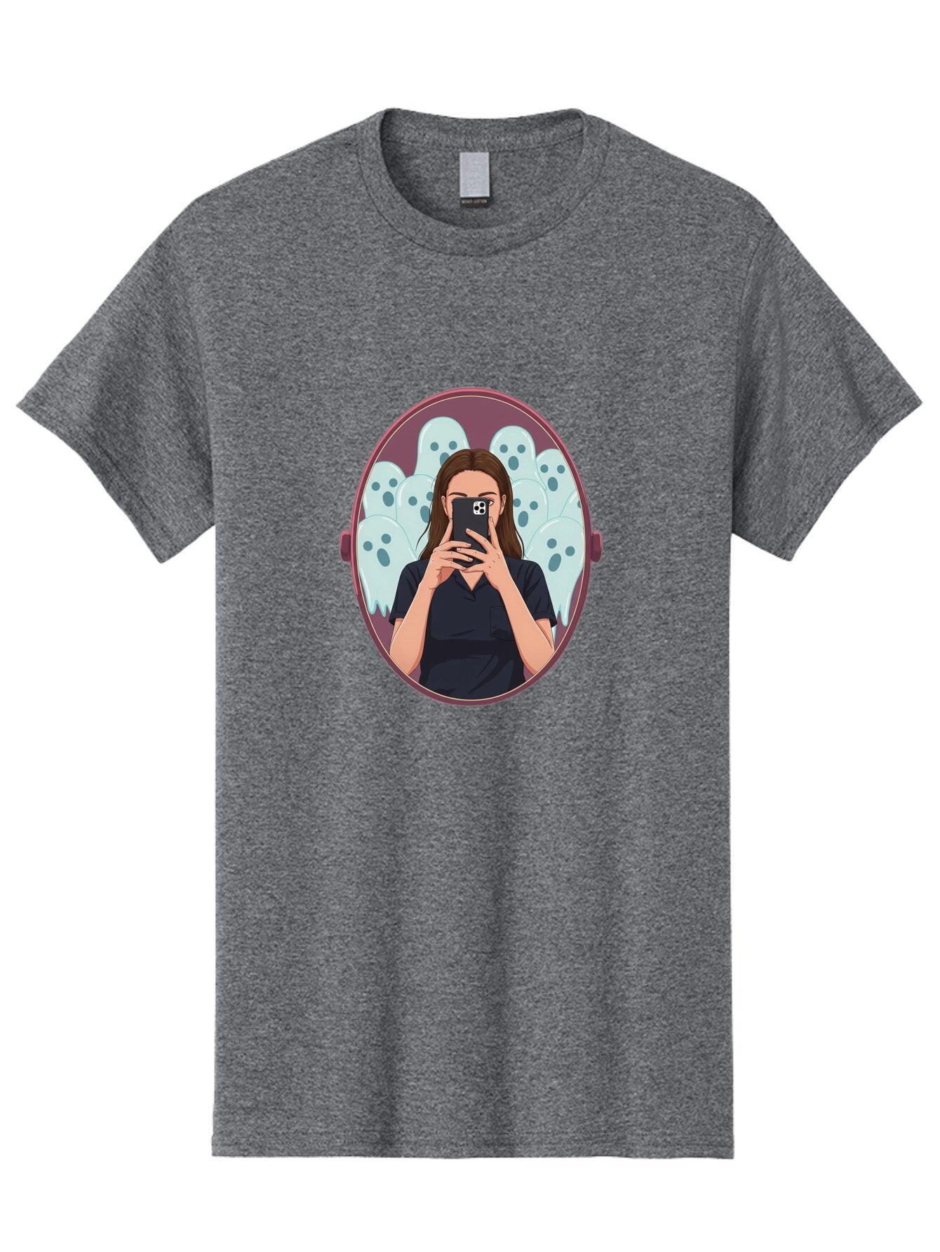 Woman-In-Mirror-With-Ghosts Men'S Graphic Tee, 100% Cotton, Comfortable Casual Summer Wear, Machine Washable, Vintage Camera, Old Camera, Antique Camera, Black Camera, Classic Photography, Photography Equipment, Nostalgic Device, Film Camera, Bap011 7