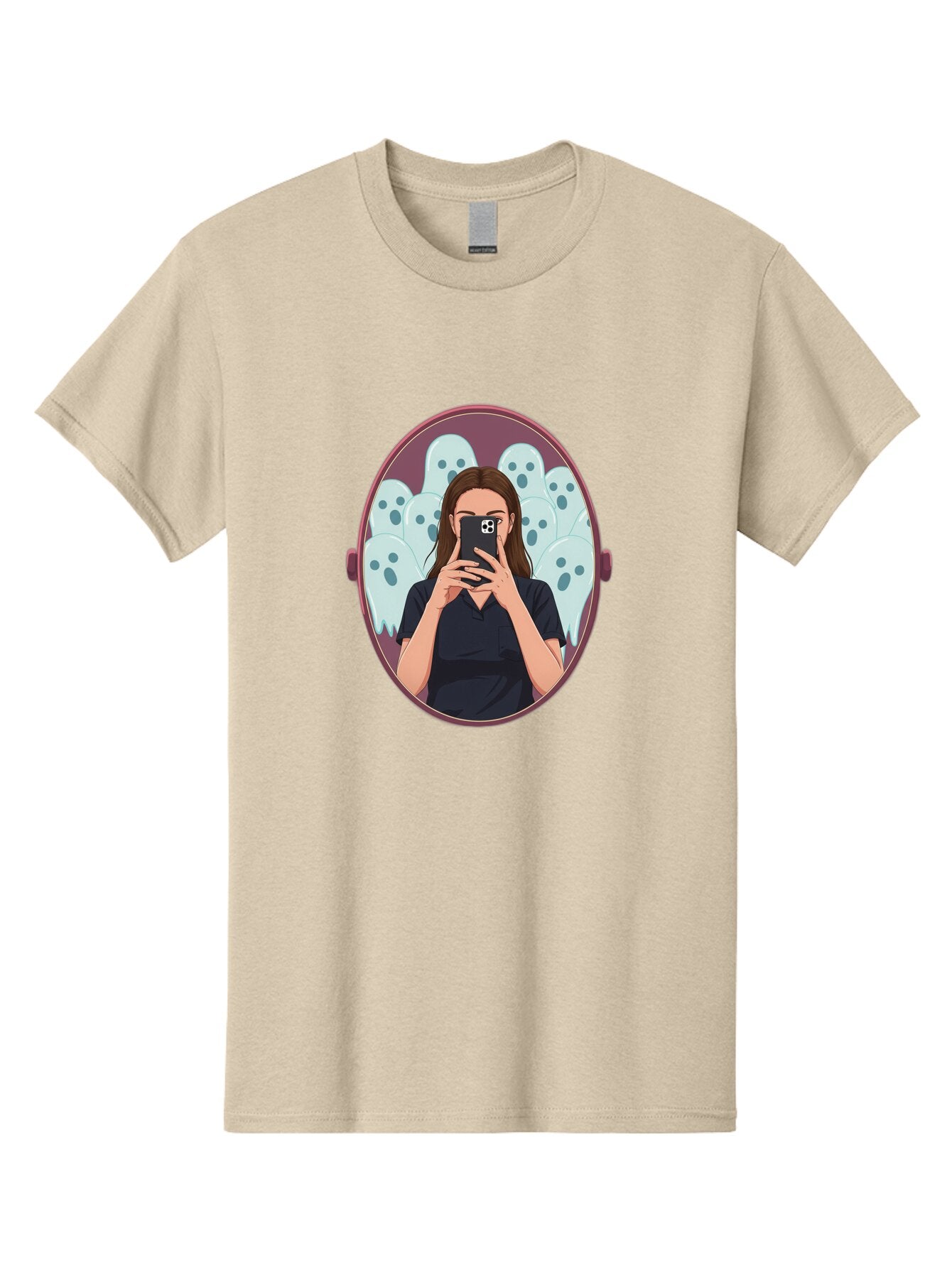 Woman-In-Mirror-With-Ghosts Men'S Graphic Tee, 100% Cotton, Comfortable Casual Summer Wear, Machine Washable, Vintage Camera, Old Camera, Antique Camera, Black Camera, Classic Photography, Photography Equipment, Nostalgic Device, Film Camera, Bap011 15