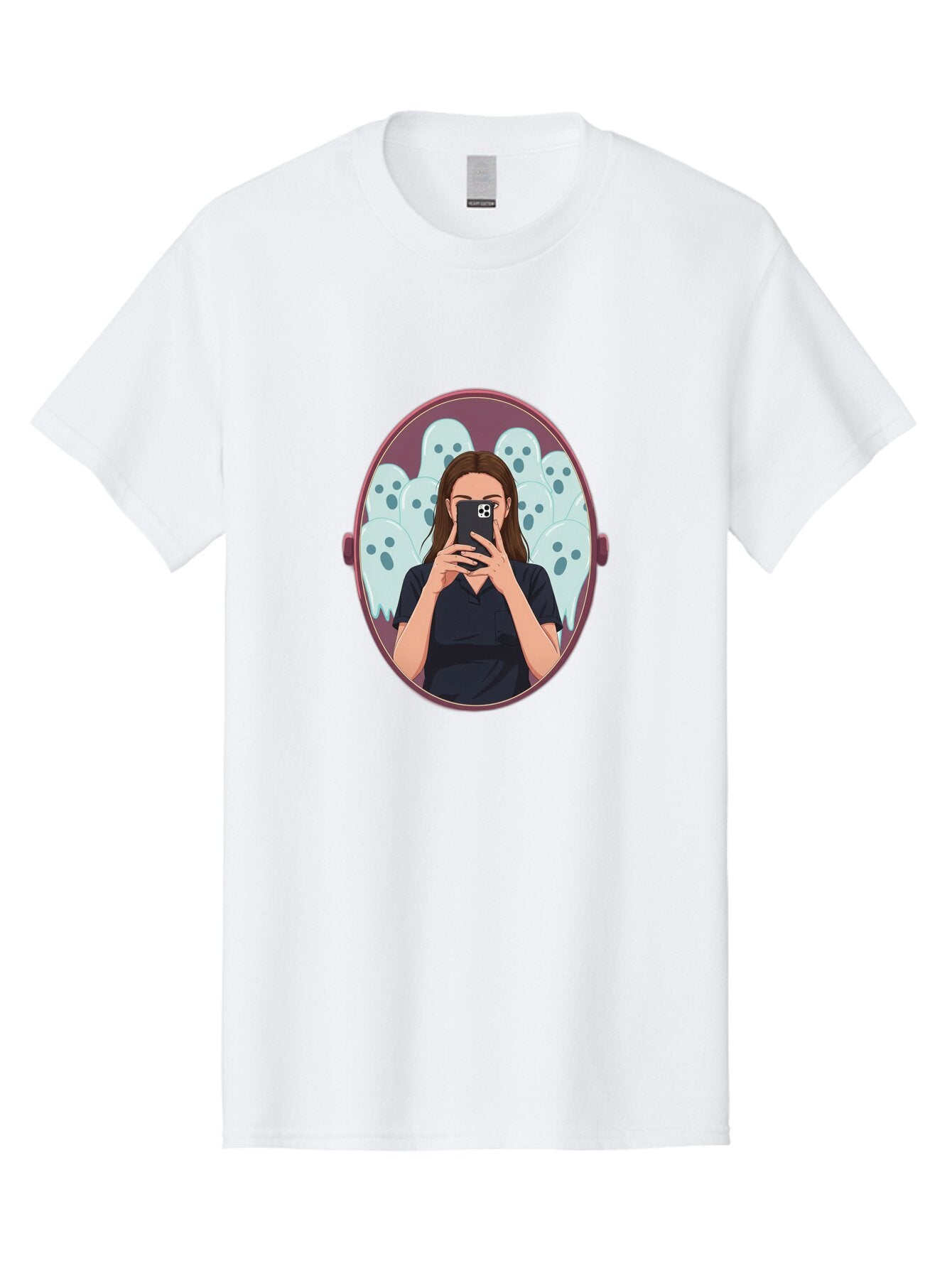 Woman-In-Mirror-With-Ghosts Men'S Graphic Tee, 100% Cotton, Comfortable Casual Summer Wear, Machine Washable, Vintage Camera, Old Camera, Antique Camera, Black Camera, Classic Photography, Photography Equipment, Nostalgic Device, Film Camera, Bap011 4