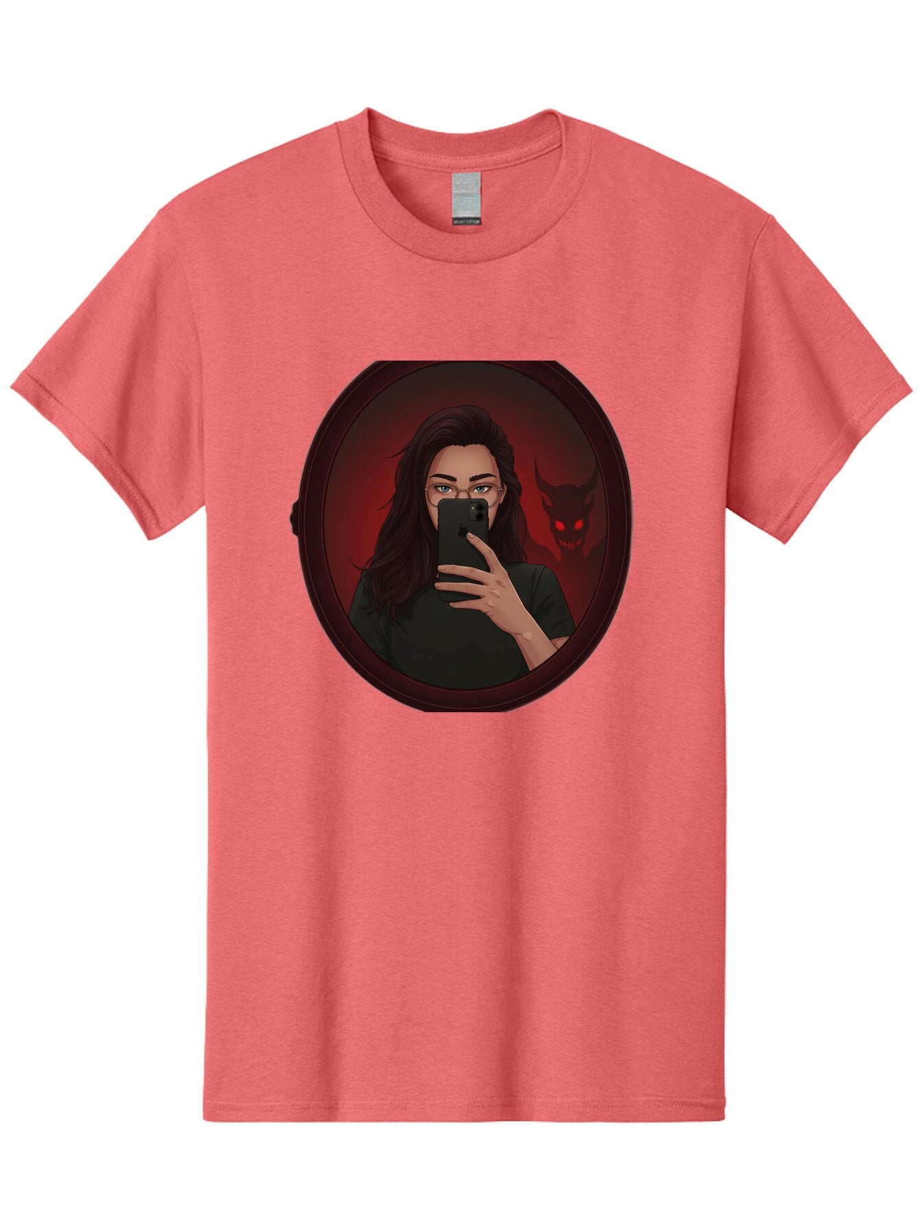 Woman-Taking-Selfie-With-Devil Men'S Graphic Tee, 100% Cotton, Comfortable Casual Summer Wear, Machine Washable, Vintage Camera, Old Camera, Antique Camera, Black Camera, Classic Photography, Photography Equipment, Nostalgic Device, Bap016 12