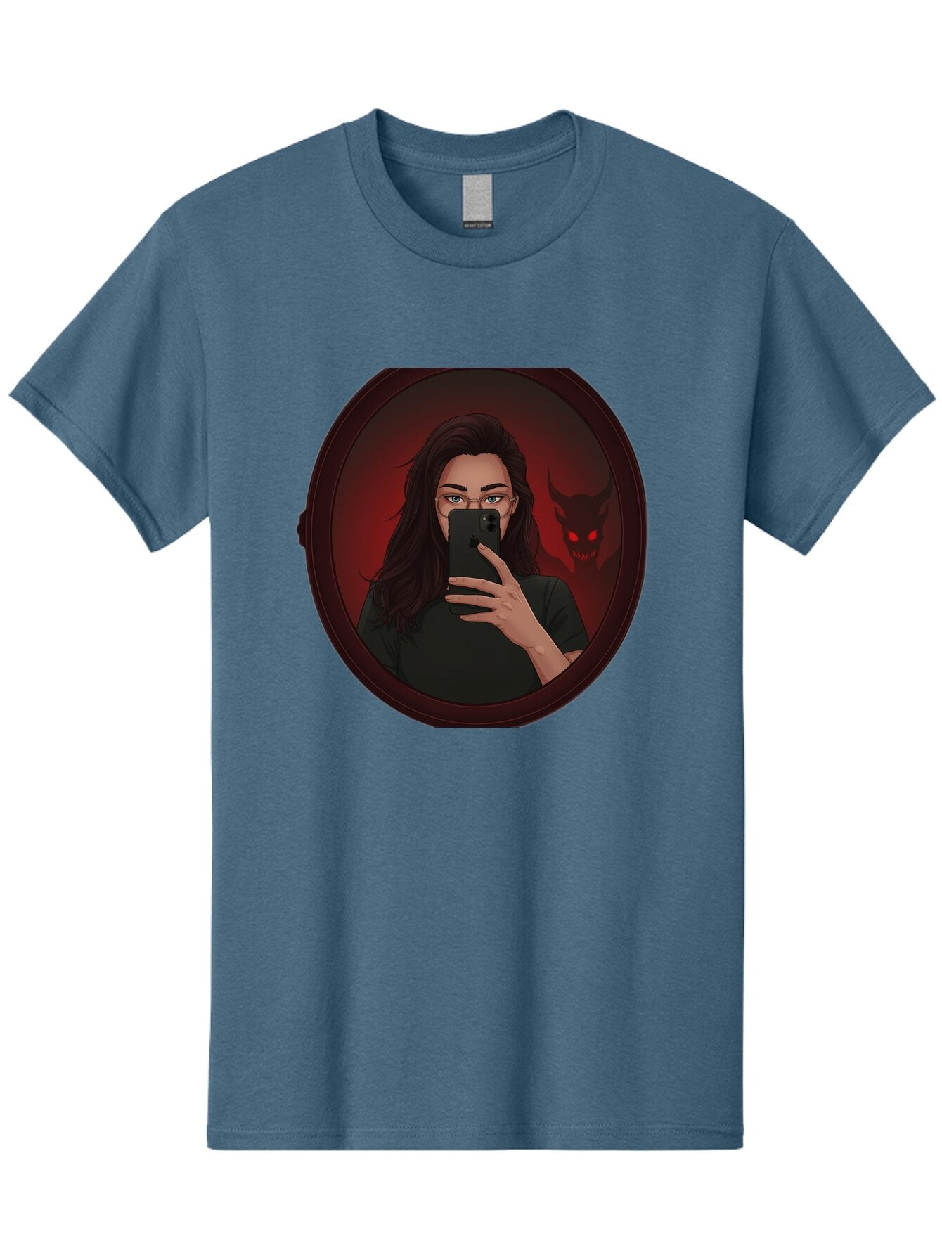 Woman-Taking-Selfie-With-Devil Men'S Graphic Tee, 100% Cotton, Comfortable Casual Summer Wear, Machine Washable, Vintage Camera, Old Camera, Antique Camera, Black Camera, Classic Photography, Photography Equipment, Nostalgic Device, Bap016 8