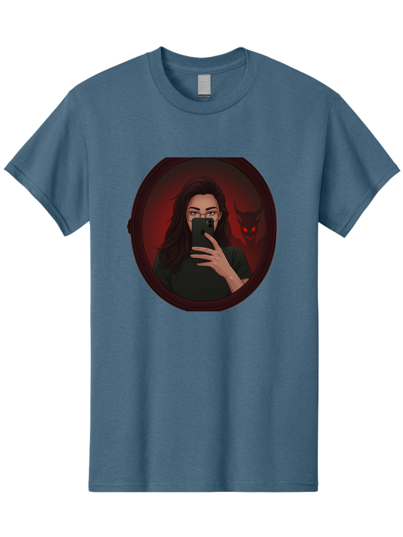 Woman-Taking-Selfie-With-Devil Men'S Graphic Tee, 100% Cotton, Comfortable Casual Summer Wear, Machine Washable, Vintage Camera, Old Camera, Antique Camera, Black Camera, Classic Photography, Photography Equipment, Nostalgic Device, Bap016 6