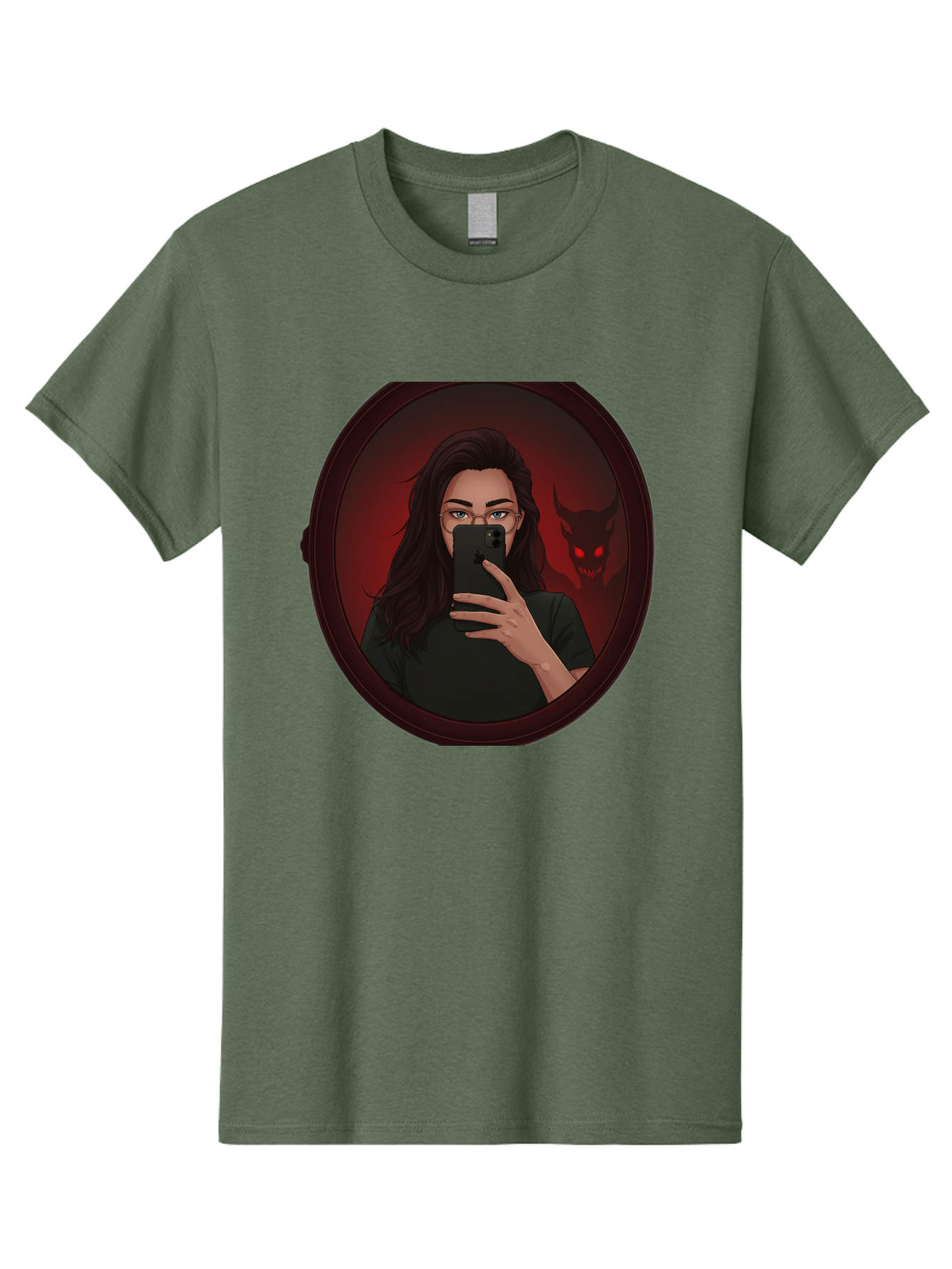 Woman-Taking-Selfie-With-Devil Men'S Graphic Tee, 100% Cotton, Comfortable Casual Summer Wear, Machine Washable, Vintage Camera, Old Camera, Antique Camera, Black Camera, Classic Photography, Photography Equipment, Nostalgic Device, Bap016 4