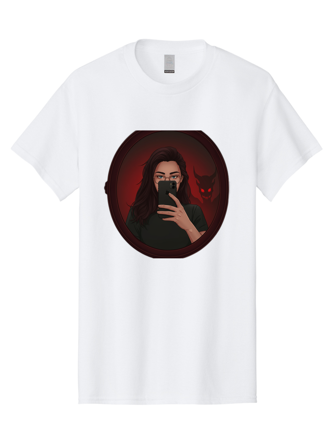 Woman-Taking-Selfie-With-Devil Men'S Graphic Tee, 100% Cotton, Comfortable Casual Summer Wear, Machine Washable, Vintage Camera, Old Camera, Antique Camera, Black Camera, Classic Photography, Photography Equipment, Nostalgic Device, Bap016 12