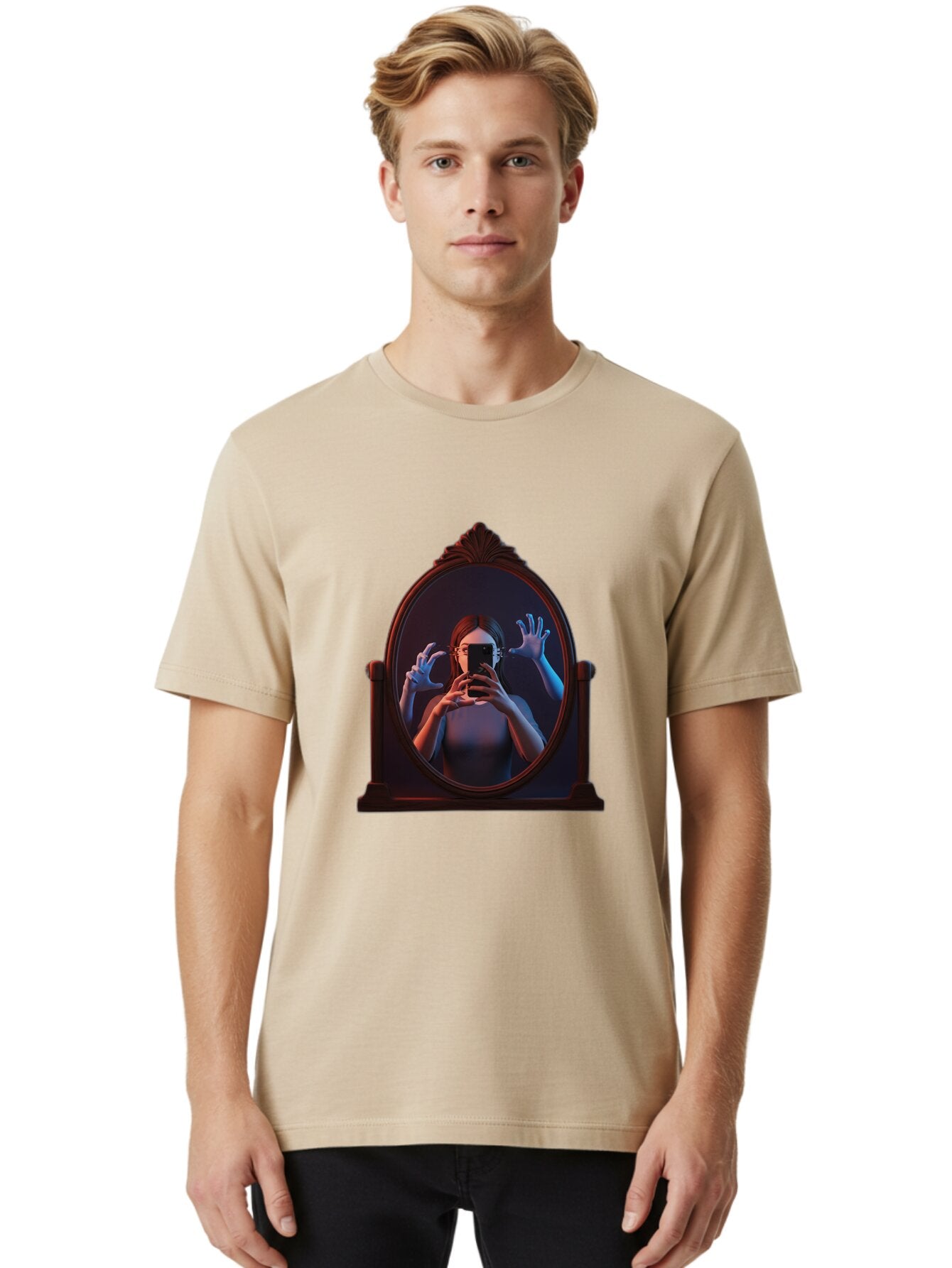 Woman-Taking-Selfie Men'S Graphic Tee, 100% Cotton, Comfortable Casual Summer Wear, Machine Washable, Vintage Camera, Old Camera, Antique Camera, Black Camera, Classic Photography, Photography Equipment, Nostalgic Device, Film Camera, Bap017 21