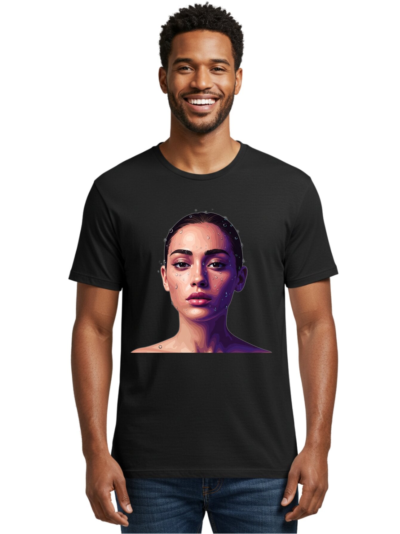 Woman-With-Water-Droplets-1 Men'S Graphic Tee, 100% Cotton, Comfortable Casual Summer Wear, Machine Washable, Vintage Camera, Old Camera, Antique Camera, Black Camera, Classic Photography, Photography Equipment, Nostalgic Device, Film Camera, Bap019 25