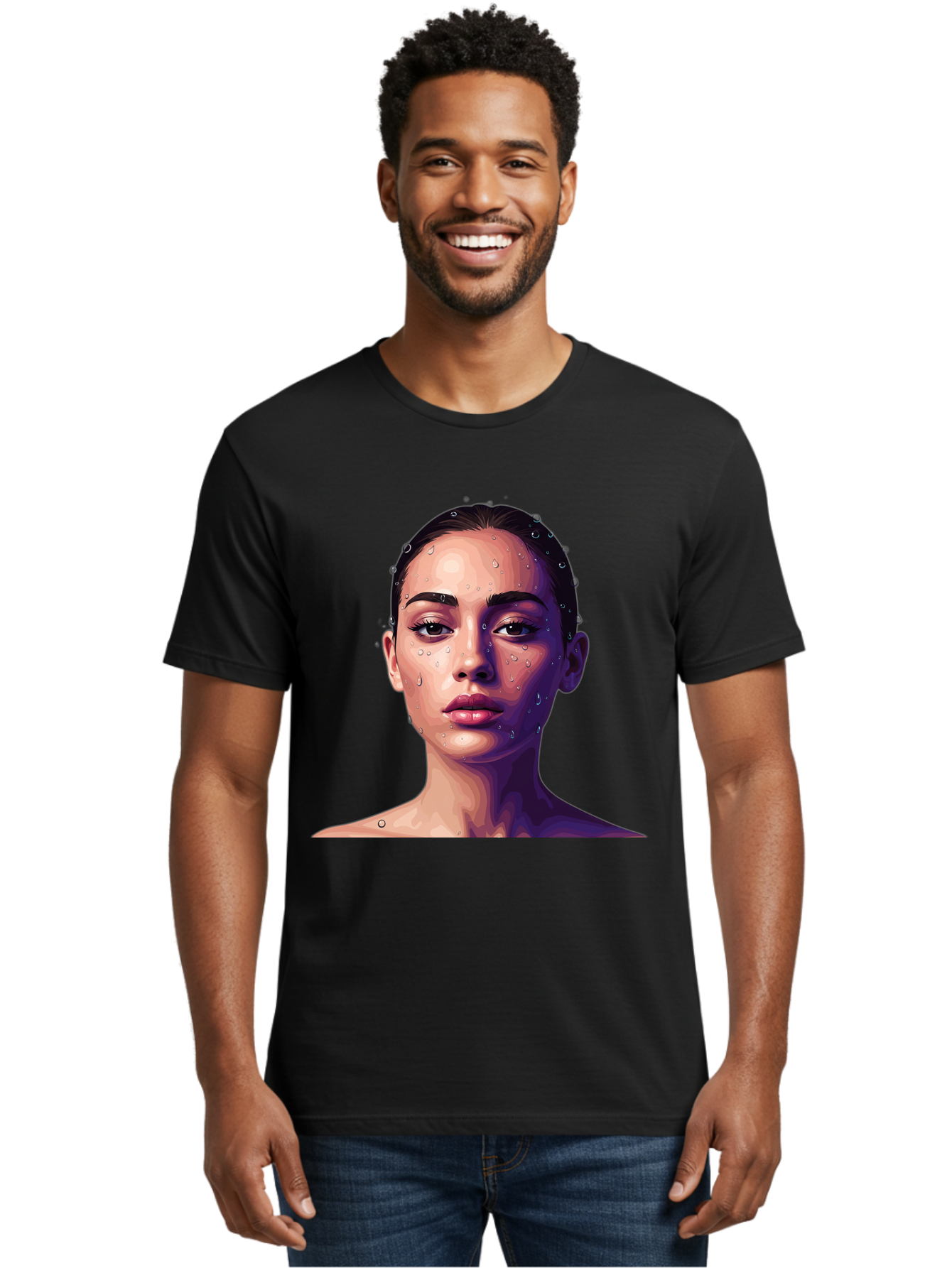 Woman-With-Water-Droplets-1 Men'S Graphic Tee, 100% Cotton, Comfortable Casual Summer Wear, Machine Washable, Vintage Camera, Old Camera, Antique Camera, Black Camera, Classic Photography, Photography Equipment, Nostalgic Device, Film Camera, Bap019 21