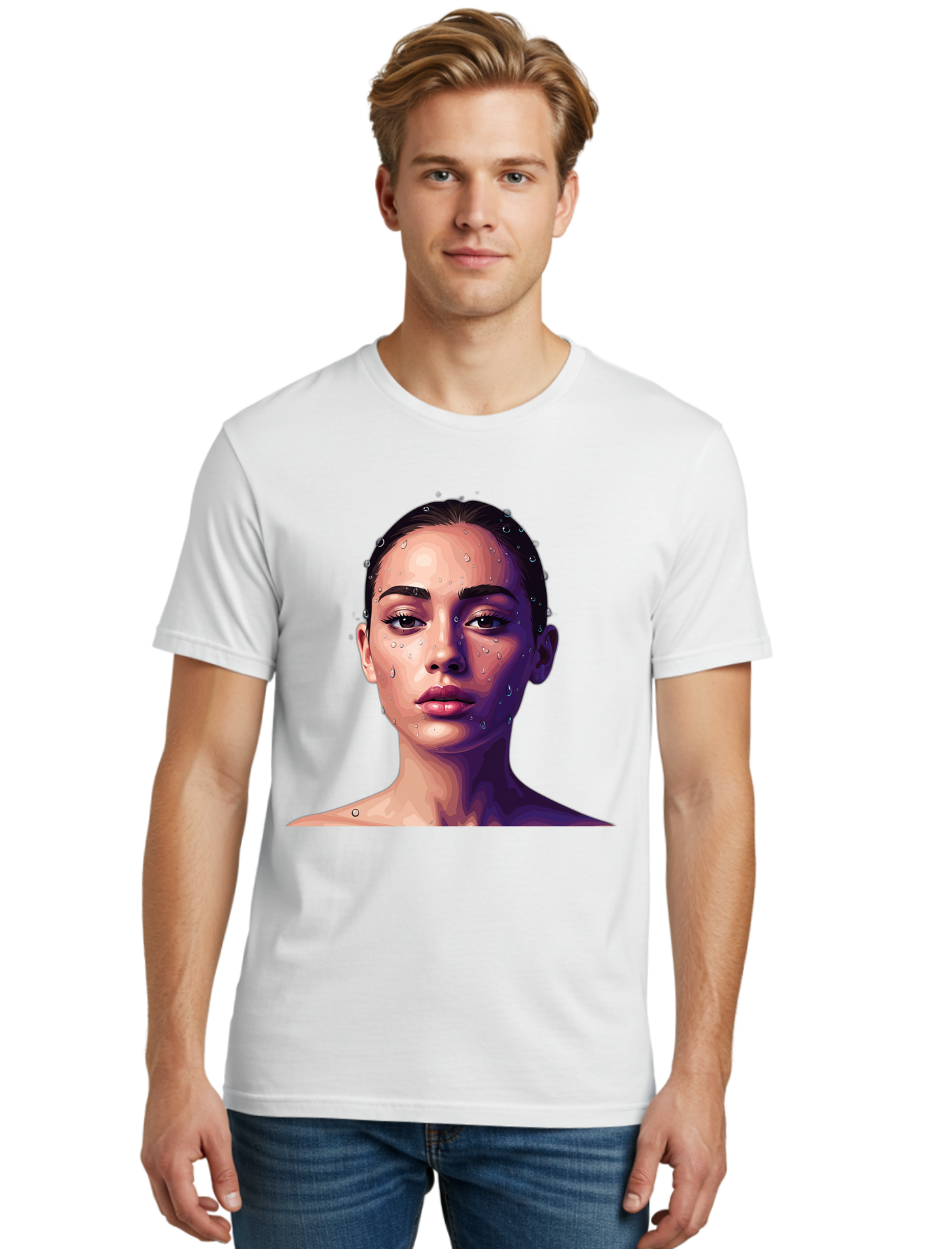 Woman-With-Water-Droplets-1 Men'S Graphic Tee, 100% Cotton, Comfortable Casual Summer Wear, Machine Washable, Vintage Camera, Old Camera, Antique Camera, Black Camera, Classic Photography, Photography Equipment, Nostalgic Device, Film Camera, Bap019 19