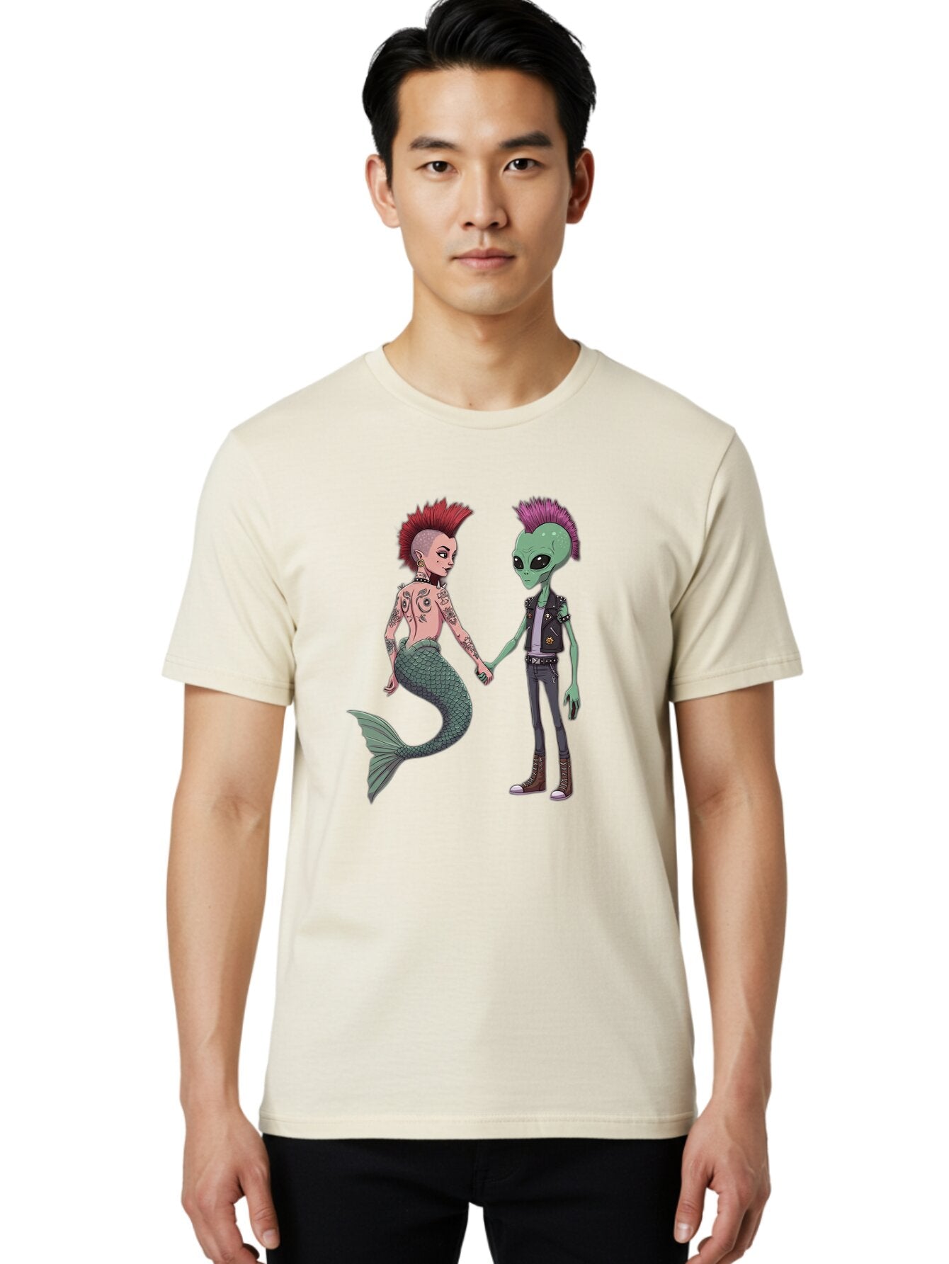Alien-And-Mermaid-Punk-Couple Men'S Graphic Tee, 100% Cotton, Comfortable Casual Summer Wear, Machine Washable, Vintage Camera, Old Camera, Antique Camera, Black Camera, Classic Photography, Photography Equipment, Nostalgic Device, Bap038 30