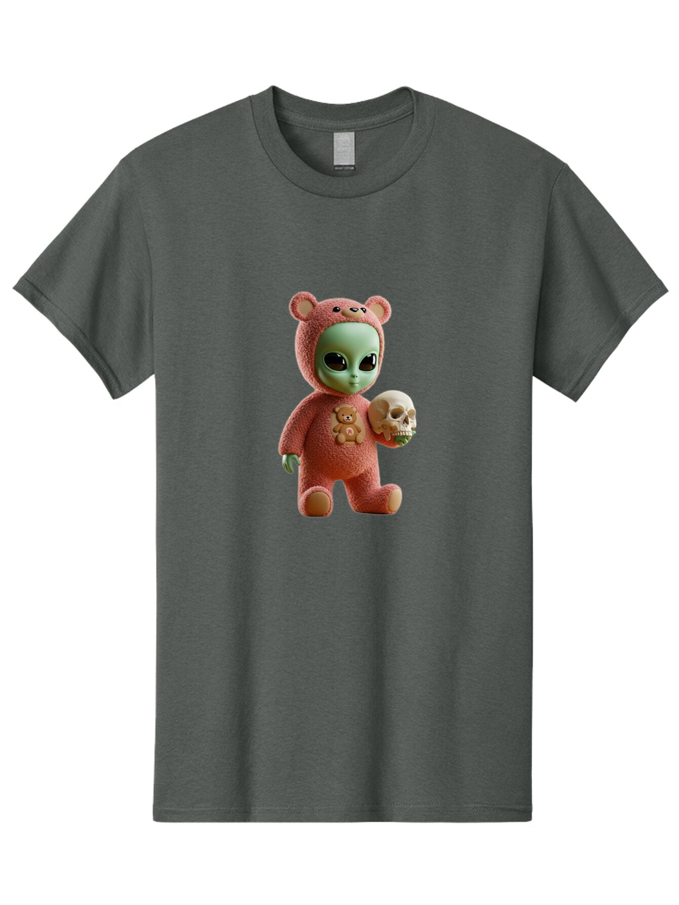 Alien-With-Skull-And-Teddy-Bear Men'S Graphic Tee, 100% Cotton, Comfortable Casual Summer Wear, Machine Washable, Vintage Camera, Old Camera, Antique Camera, Black Camera, Classic Photography, Photography Equipment, Nostalgic Device, Bap062