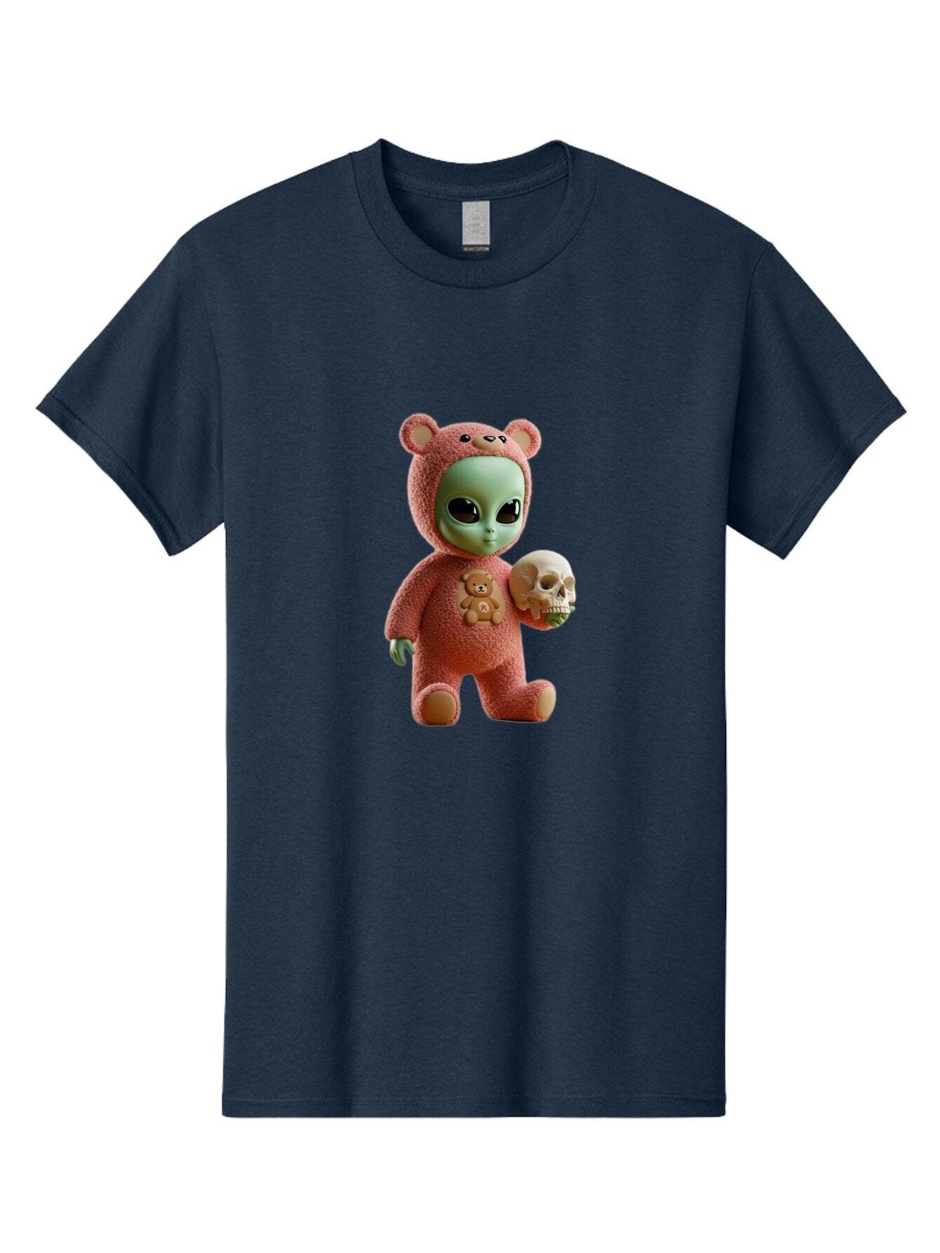 Alien-With-Skull-And-Teddy-Bear Men'S Graphic Tee, 100% Cotton, Comfortable Casual Summer Wear, Machine Washable, Vintage Camera, Old Camera, Antique Camera, Black Camera, Classic Photography, Photography Equipment, Nostalgic Device, Bap062 10