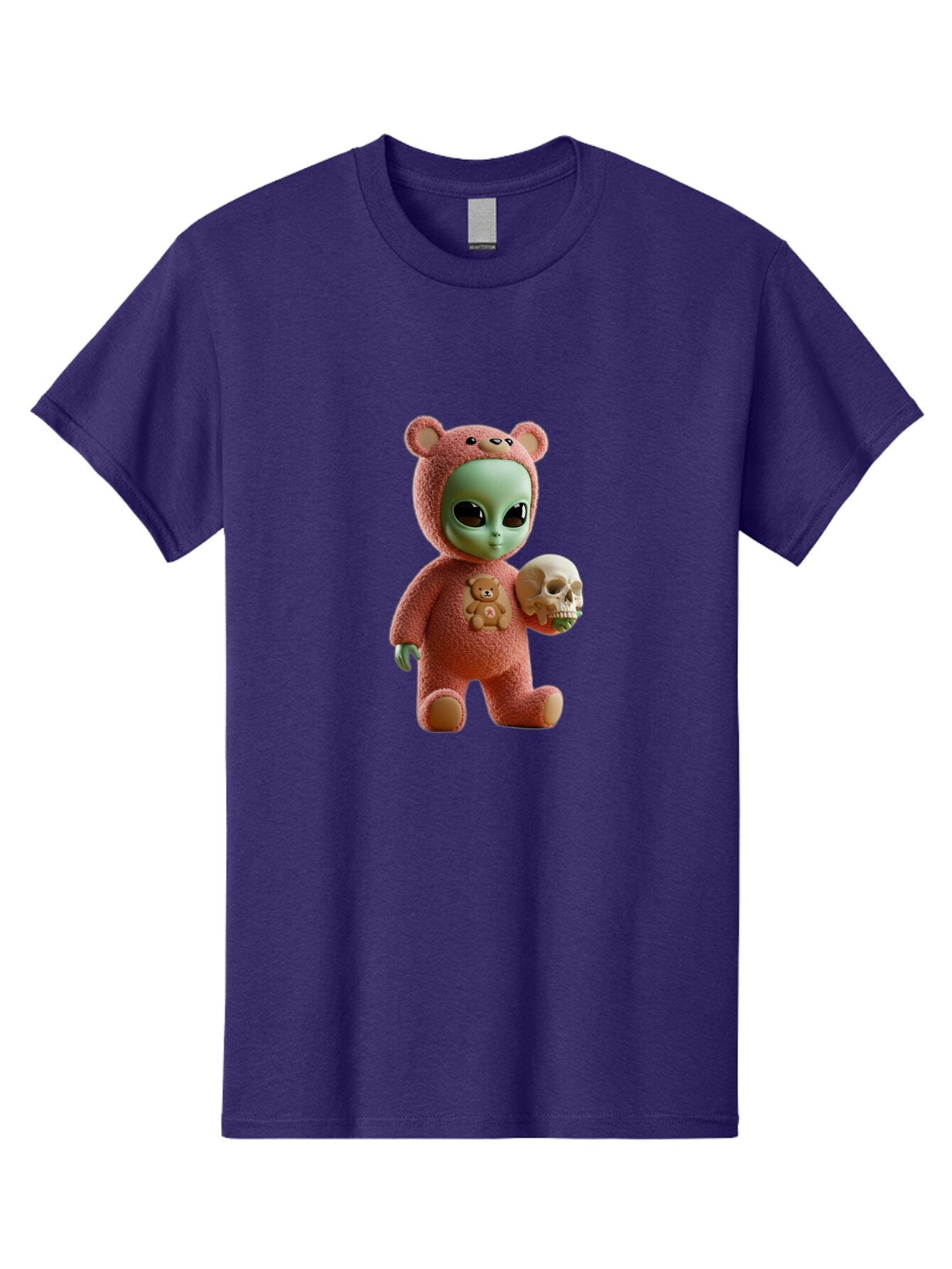 Alien-With-Skull-And-Teddy-Bear Men'S Graphic Tee, 100% Cotton, Comfortable Casual Summer Wear, Machine Washable, Vintage Camera, Old Camera, Antique Camera, Black Camera, Classic Photography, Photography Equipment, Nostalgic Device, Bap062 5