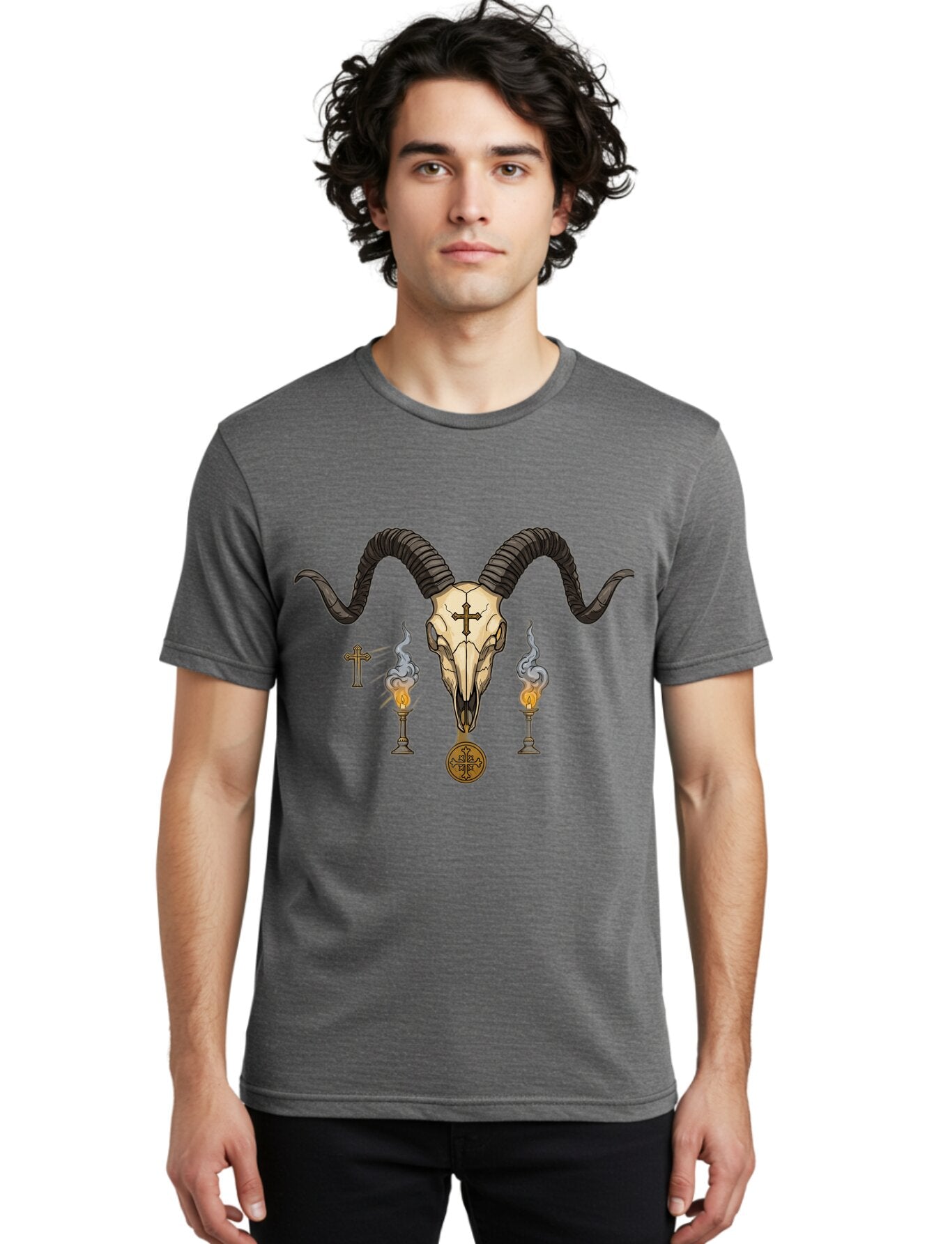 Baphomet-Skull-With-Cross-And-Candles Men'S Graphic Tee, 100% Cotton, Comfortable Casual Summer Wear, Machine Washable, Vintage Camera, Old Camera, Antique Camera, Black Camera, Classic Photography, Photography Equipment, Nostalgic Device, Bap115 26