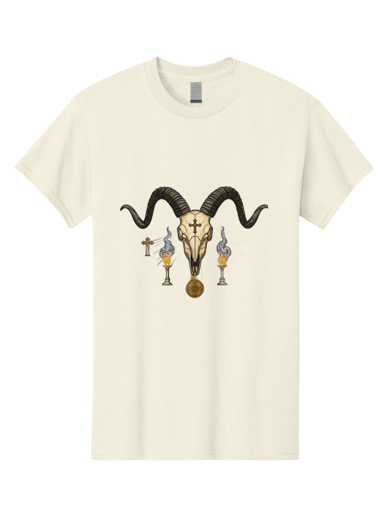 Baphomet-Skull-With-Cross-And-Candles Men'S Graphic Tee, 100% Cotton, Comfortable Casual Summer Wear, Machine Washable, Vintage Camera, Old Camera, Antique Camera, Black Camera, Classic Photography, Photography Equipment, Nostalgic Device, Bap115 15