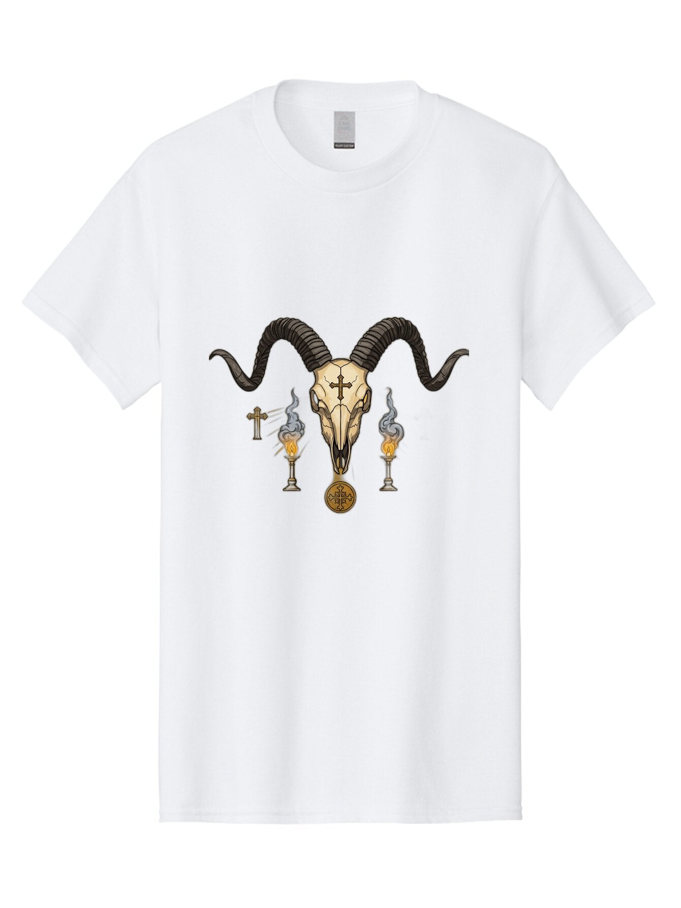 Baphomet-Skull-With-Cross-And-Candles Men'S Graphic Tee, 100% Cotton, Comfortable Casual Summer Wear, Machine Washable, Vintage Camera, Old Camera, Antique Camera, Black Camera, Classic Photography, Photography Equipment, Nostalgic Device, Bap115 7