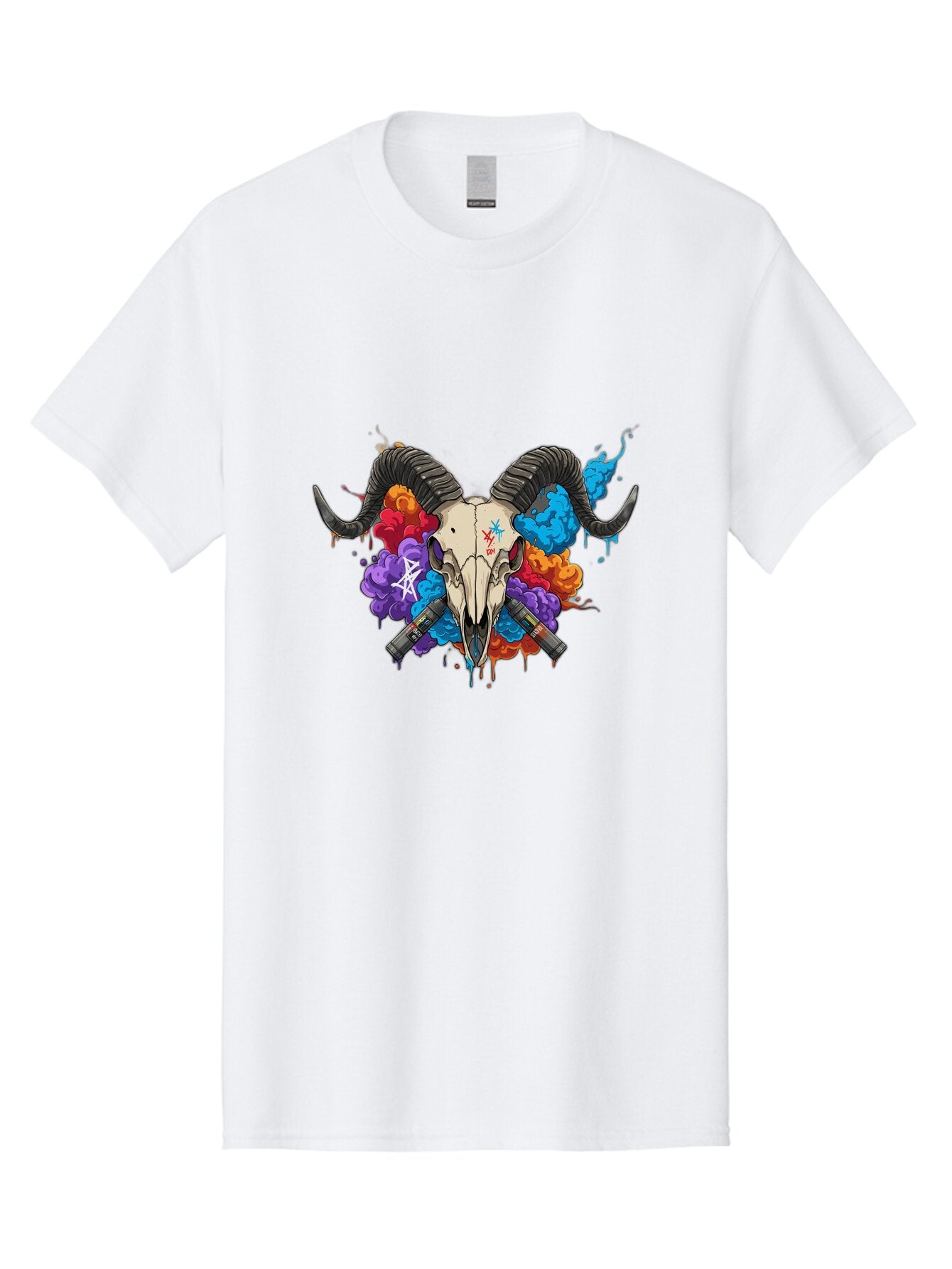 Baphomet-Skull-With-Uzis Men'S Graphic Tee, 100% Cotton, Comfortable Casual Summer Wear, Machine Washable, Vintage Camera, Old Camera, Antique Camera, Black Camera, Classic Photography, Photography Equipment, Nostalgic Device, Film Camera, Bap116 8